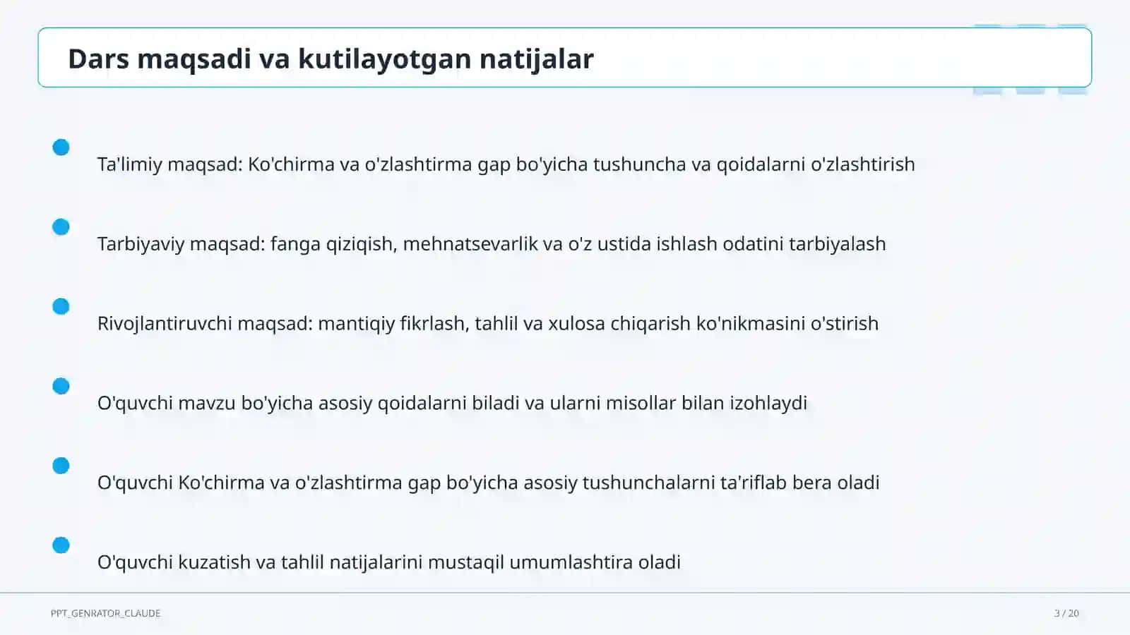 Ko'chirma va o'zlashtirma gap (9-sinf) 3