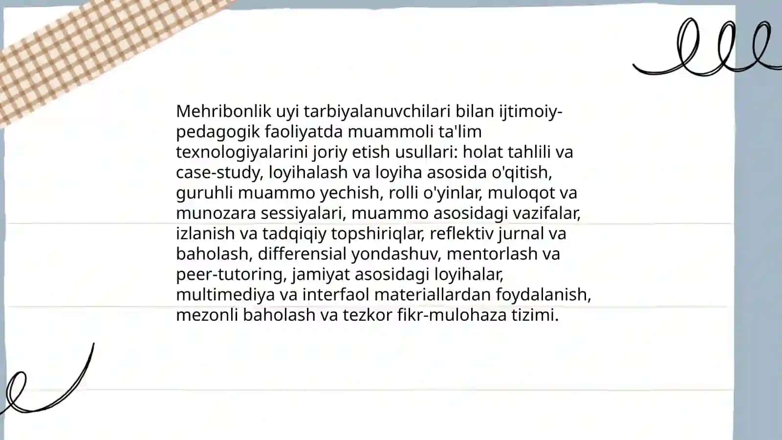 Mehribonlik uyi tarbiyalanuvchilari bilan ijtimoiy-pedagogik faoliyatda muammoli ta'lim texnologiyalarini joriy etish usullari 3