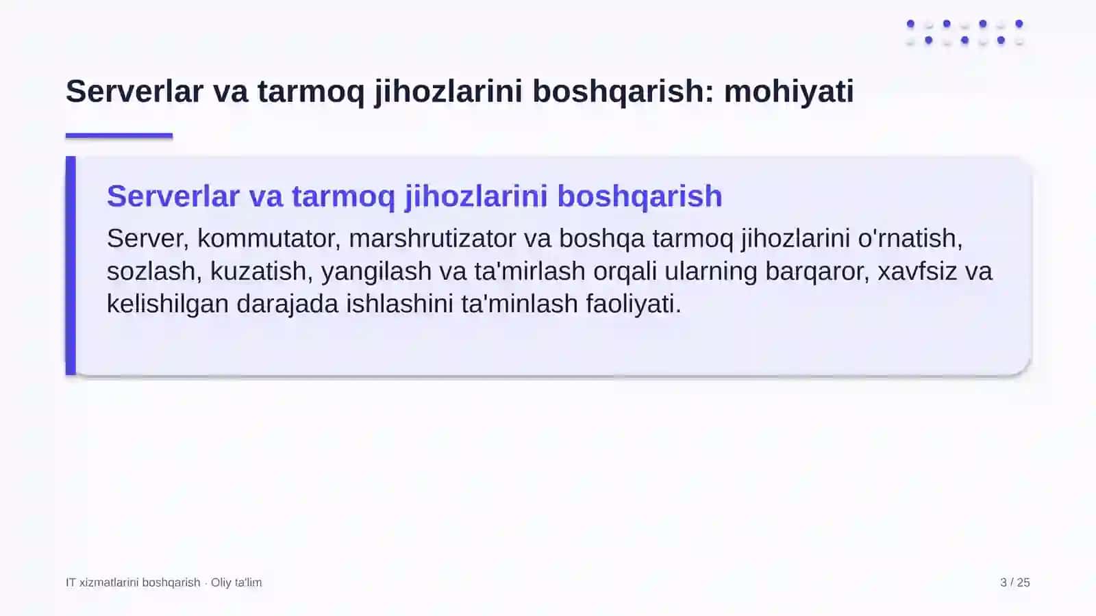 Festival turizmida serverlar va tarmoq jihozlarini boshqarish 3