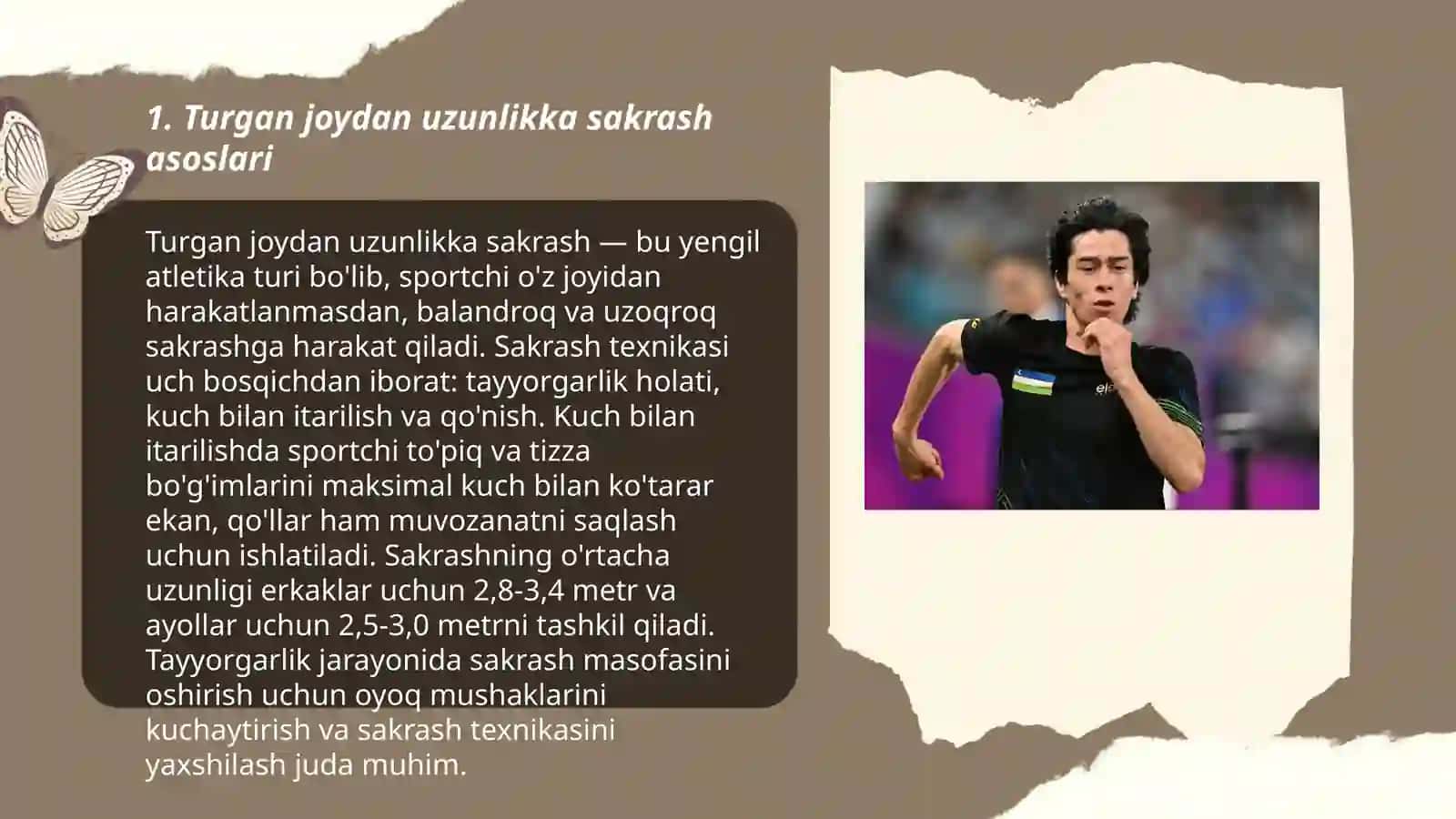 Turgan joydan uzunlikka sakrash texnikasi 3