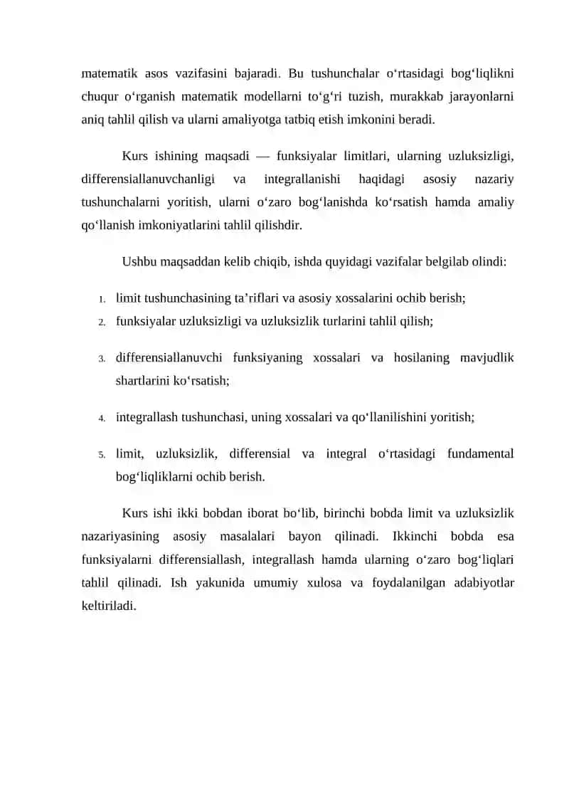 Limit funksiyasining uzluksizligi, uni differensiallash va integrallash 3