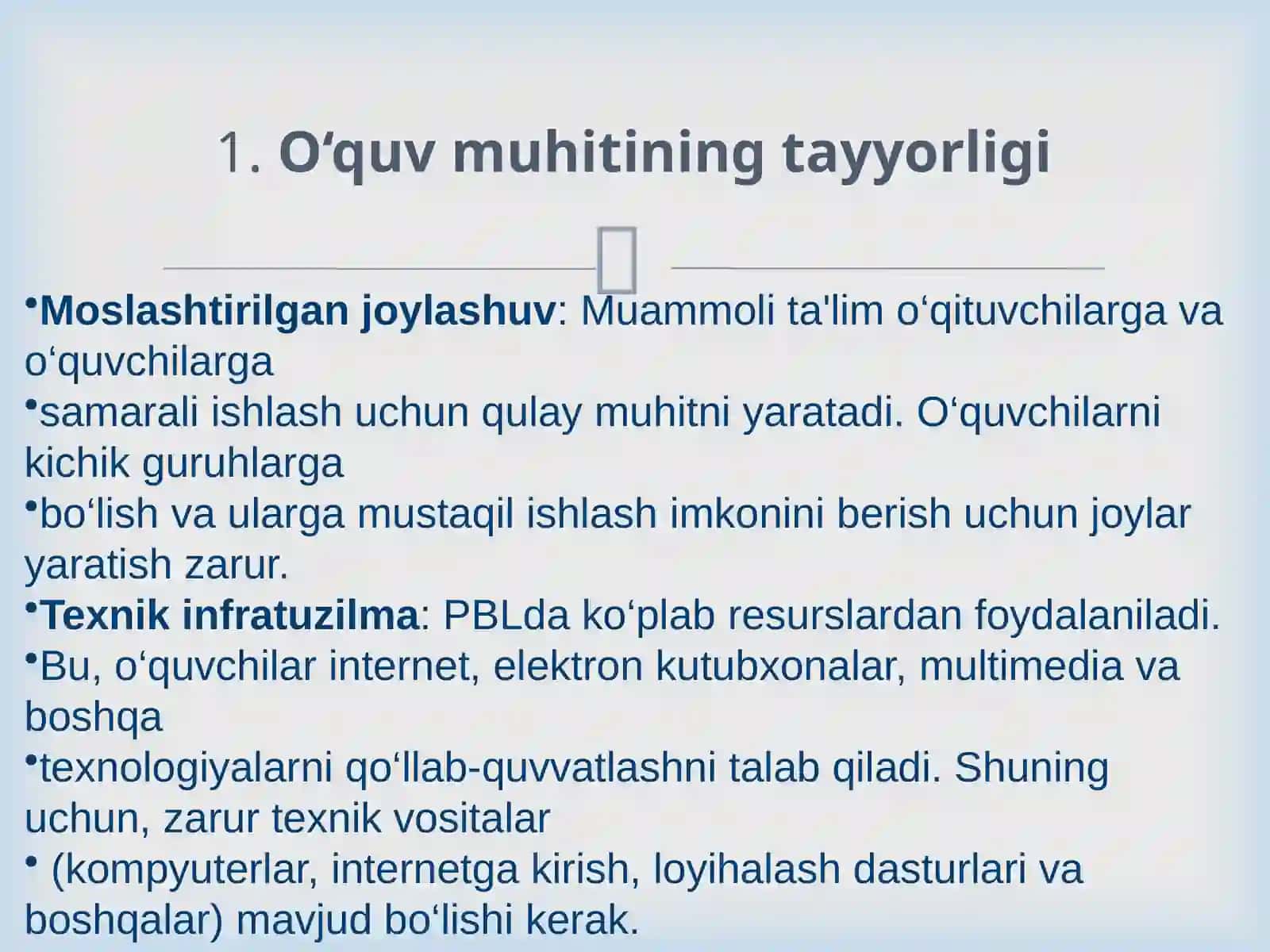 Muammolita'limni tashkil etish uchun shart-sharoitlar 3