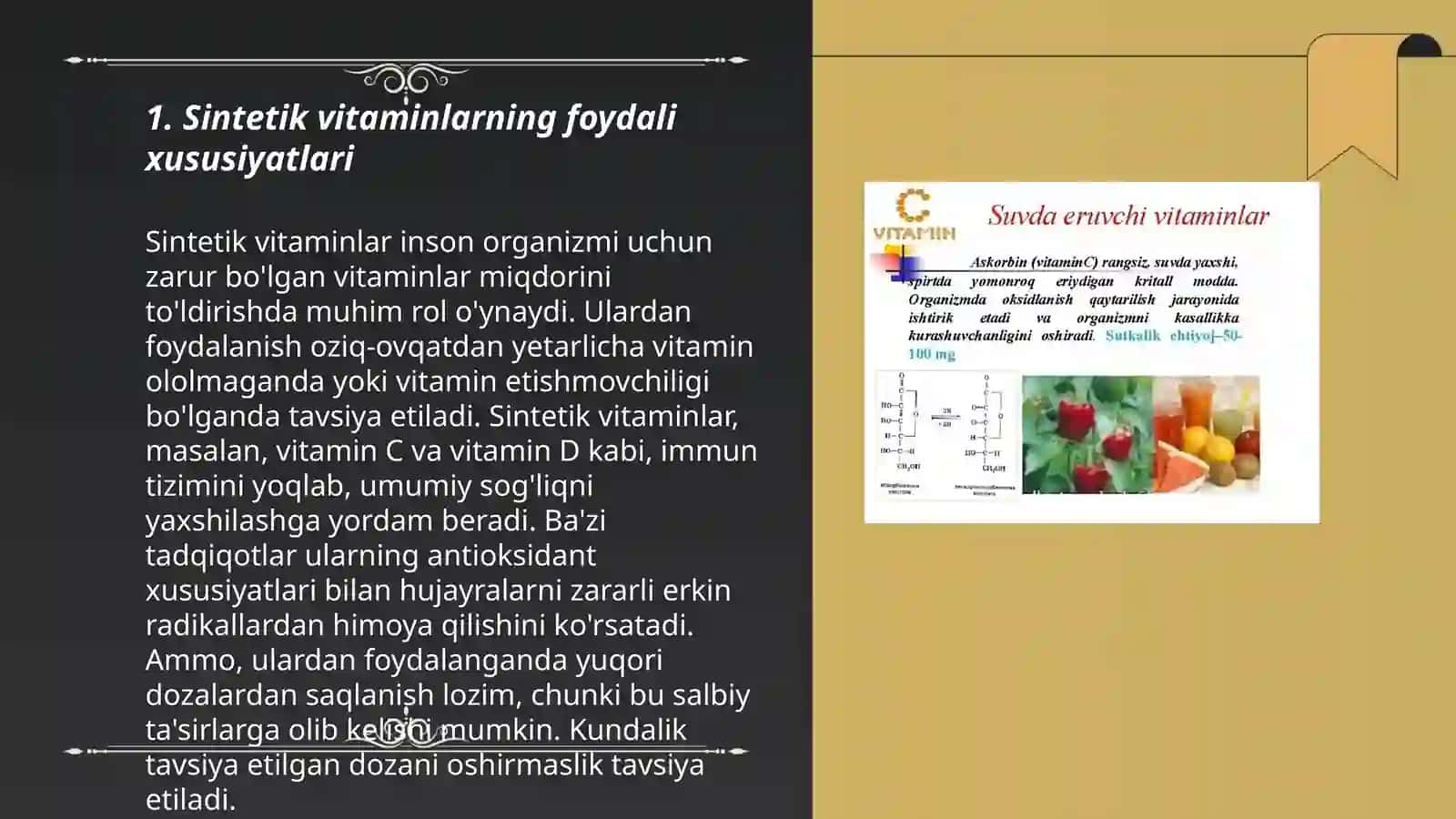 Sintetik vitaminlar. Foydali va zararli xususiyatlari 3