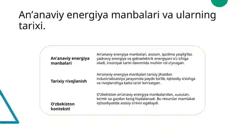 Anʼanaviy energiya manbalari 3