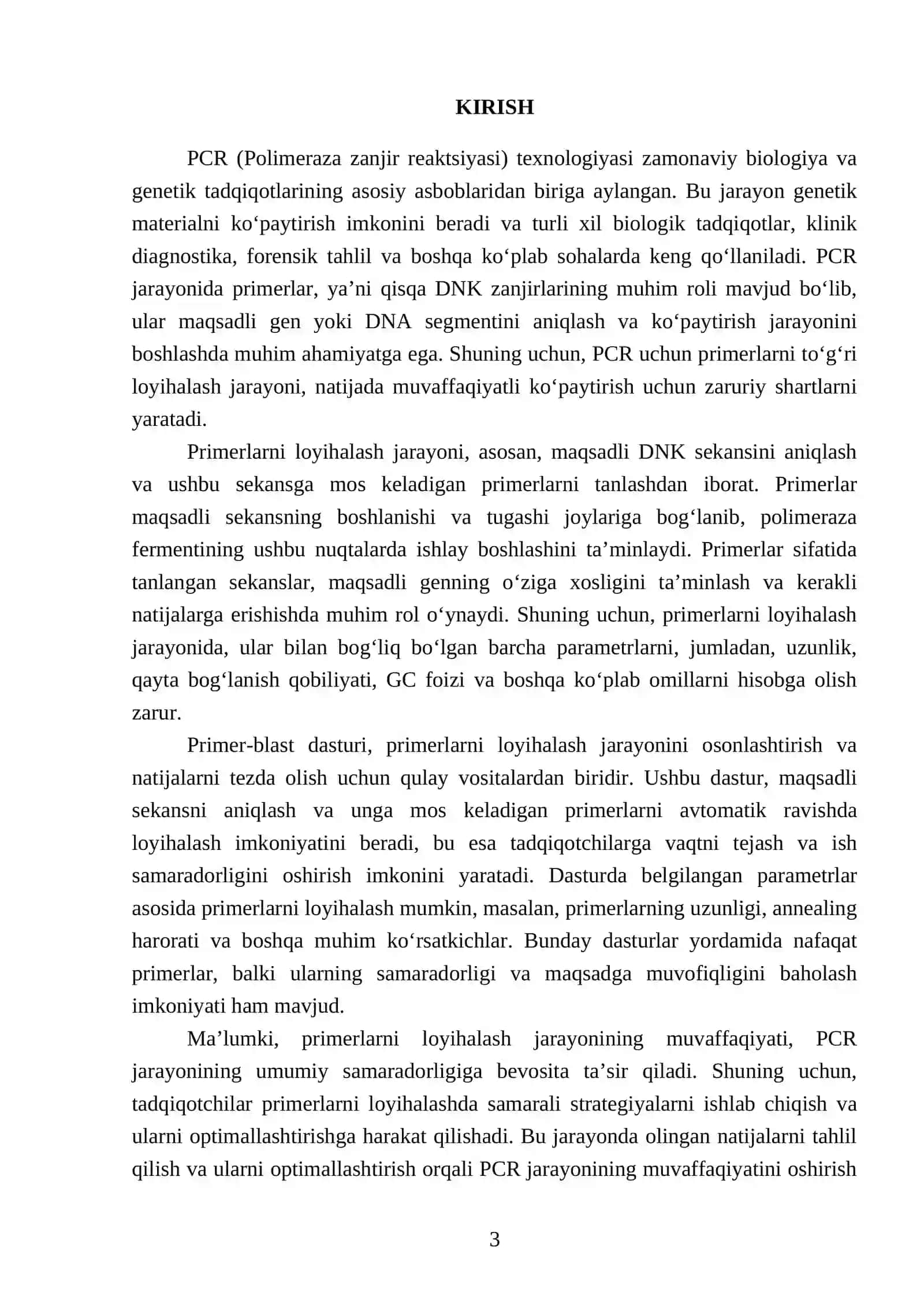 Primer -blast dasturida PCR uchun primerlarni loyihalash 3