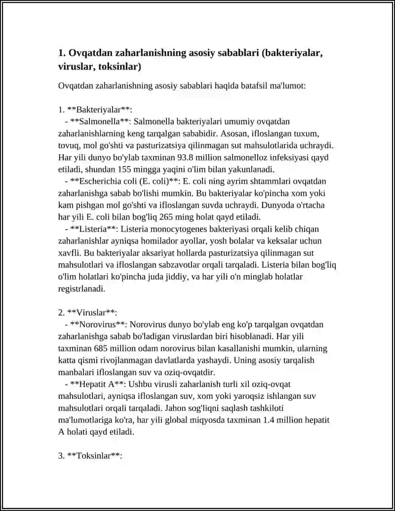 OVQATDAN ZAHARLANISHLAR VA ULARNI OLDINI OLISH CHORALARI 3