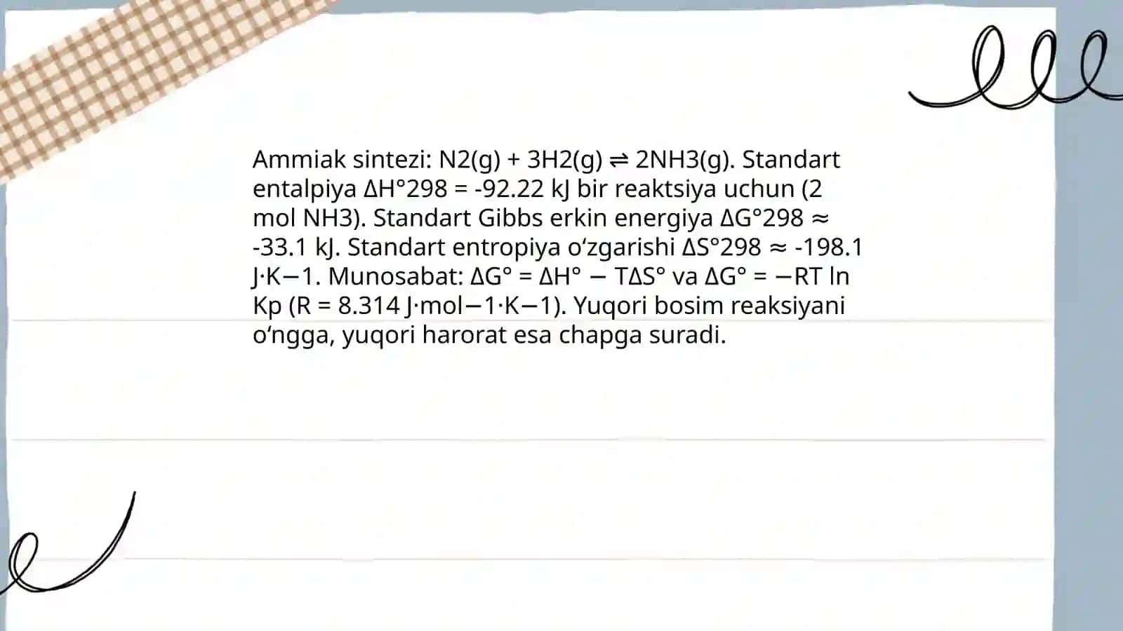 Ammiak sintezi jarayonining nazariy asoslari 3
