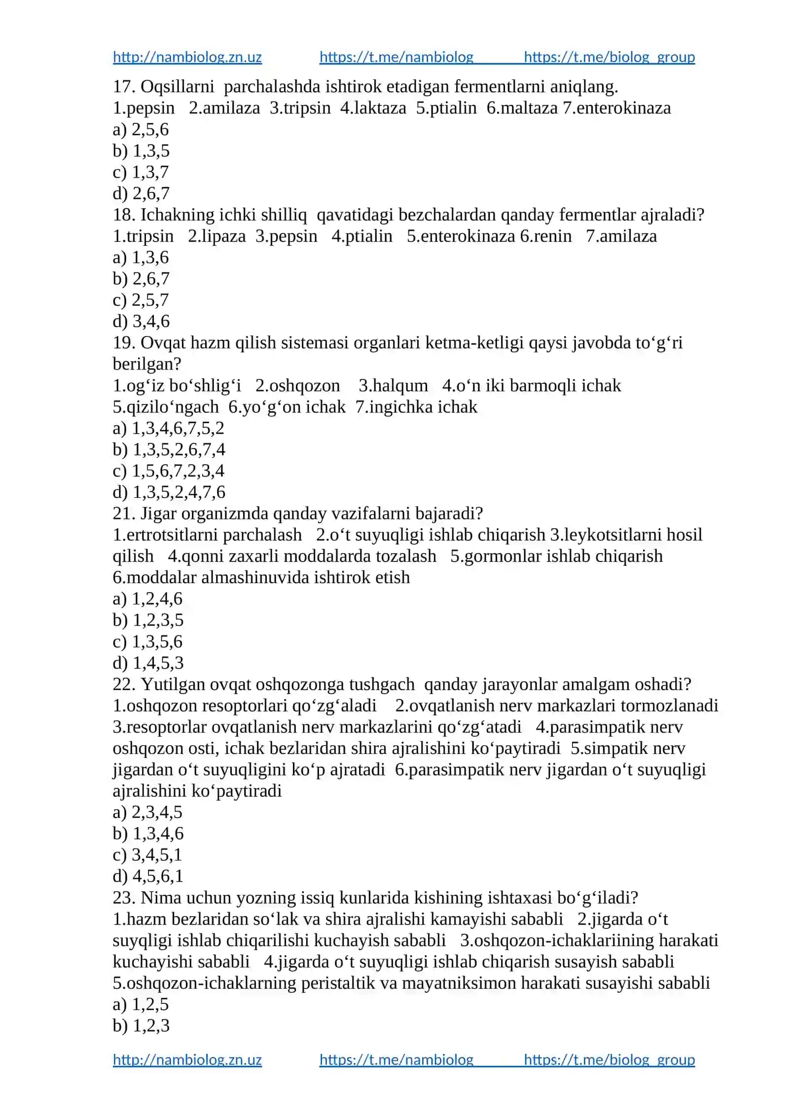 Ovqat hazm qilish va moddalar almashinuv 3