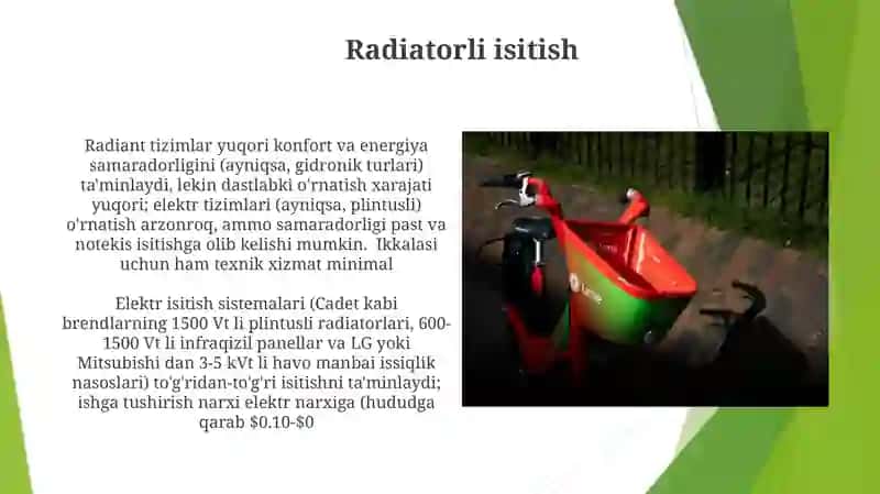 Elektr energiyadan foydalangan holda isitish tizimlari Mansurovich 3