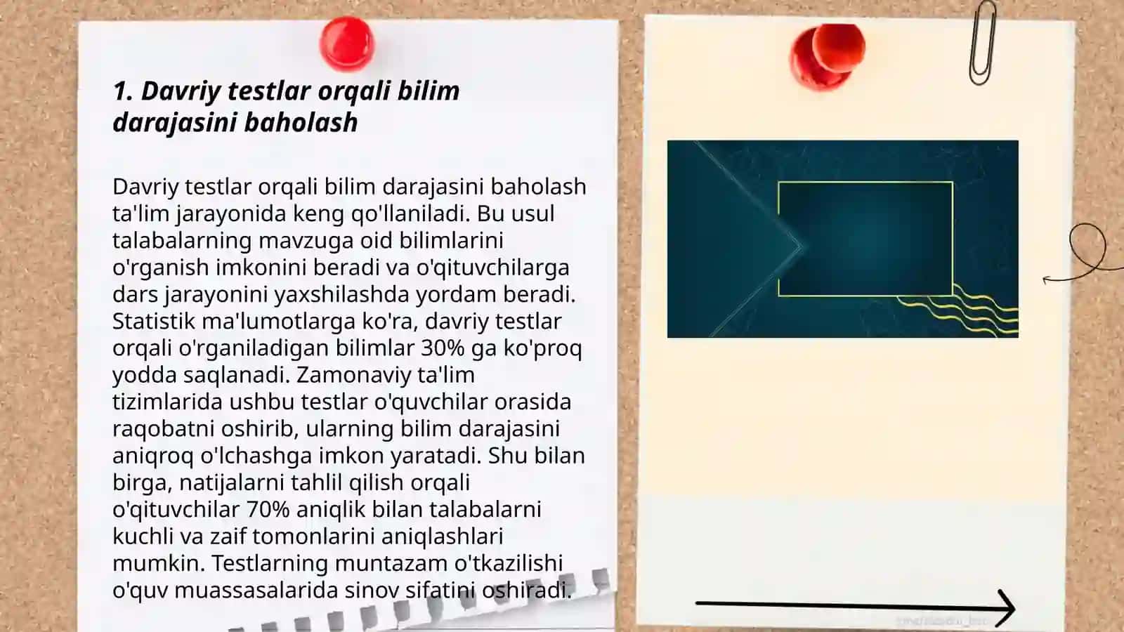 STO‘ o‘qish bo'yicha o‘quvchilar bilimini, faoliyatini nazorat qilish yo'llarini ishlab chiqish 3