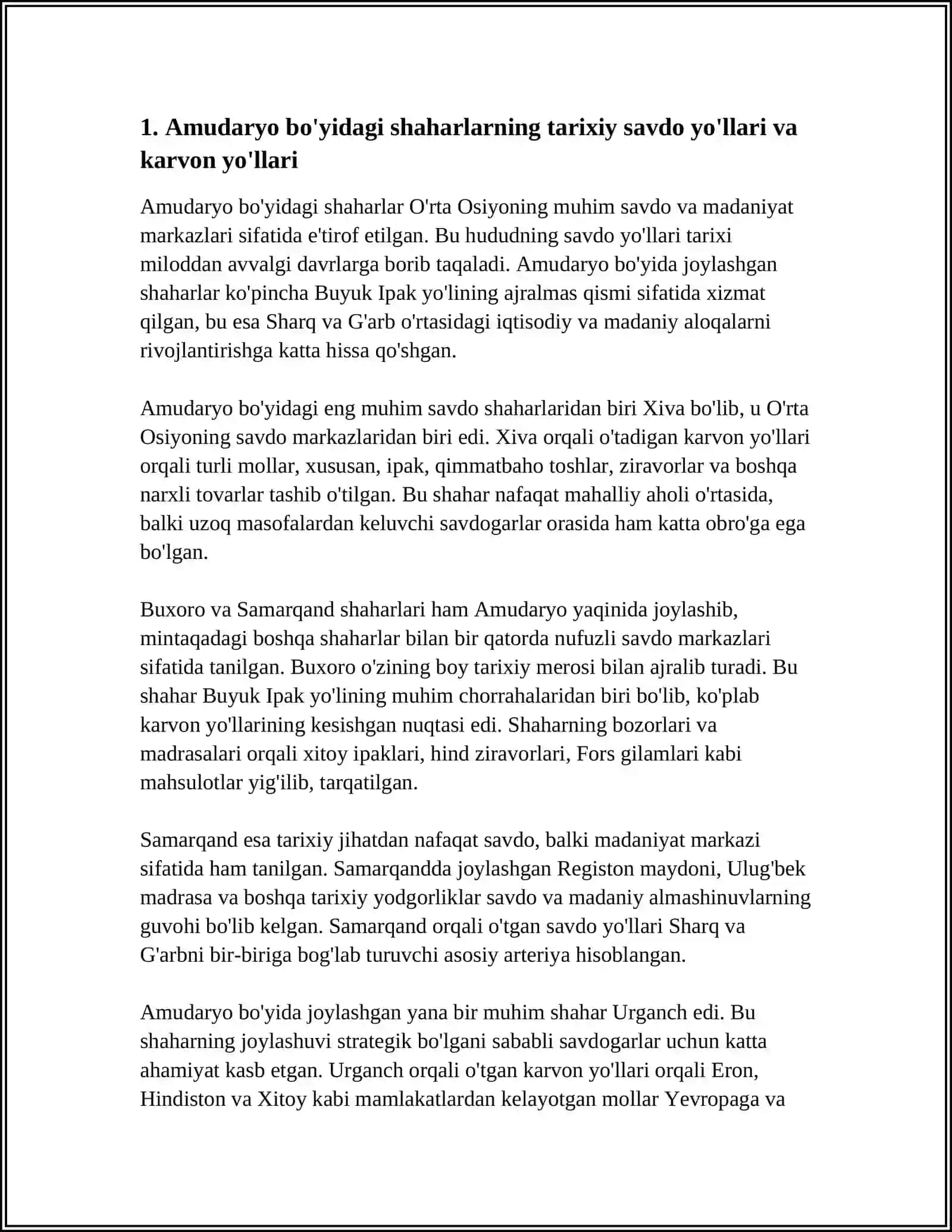 AMUDARYO BO'YIDAGI SHAHARLARNING SAVDO VA MADANIYATIDAGI O'RNI 3