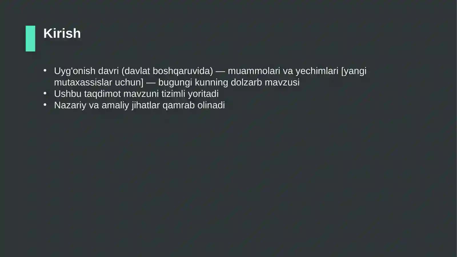 Uyg'onish davri (davlat boshqaruvida) — muammolari va yechimlari [yangi mutaxassislar uchun] 3