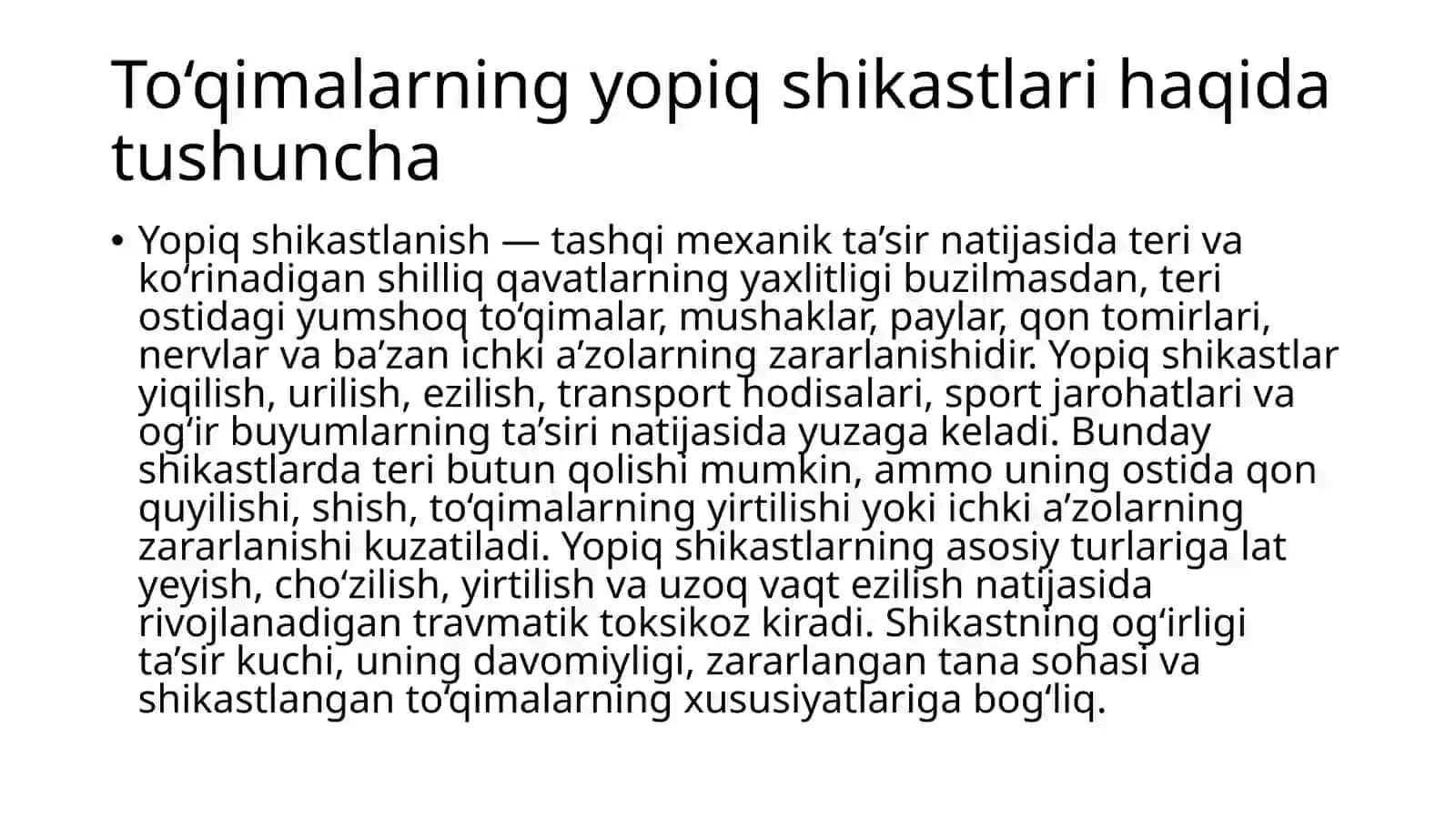 To‘qimalarning yopiqshikastlari haqida tushuncha 3