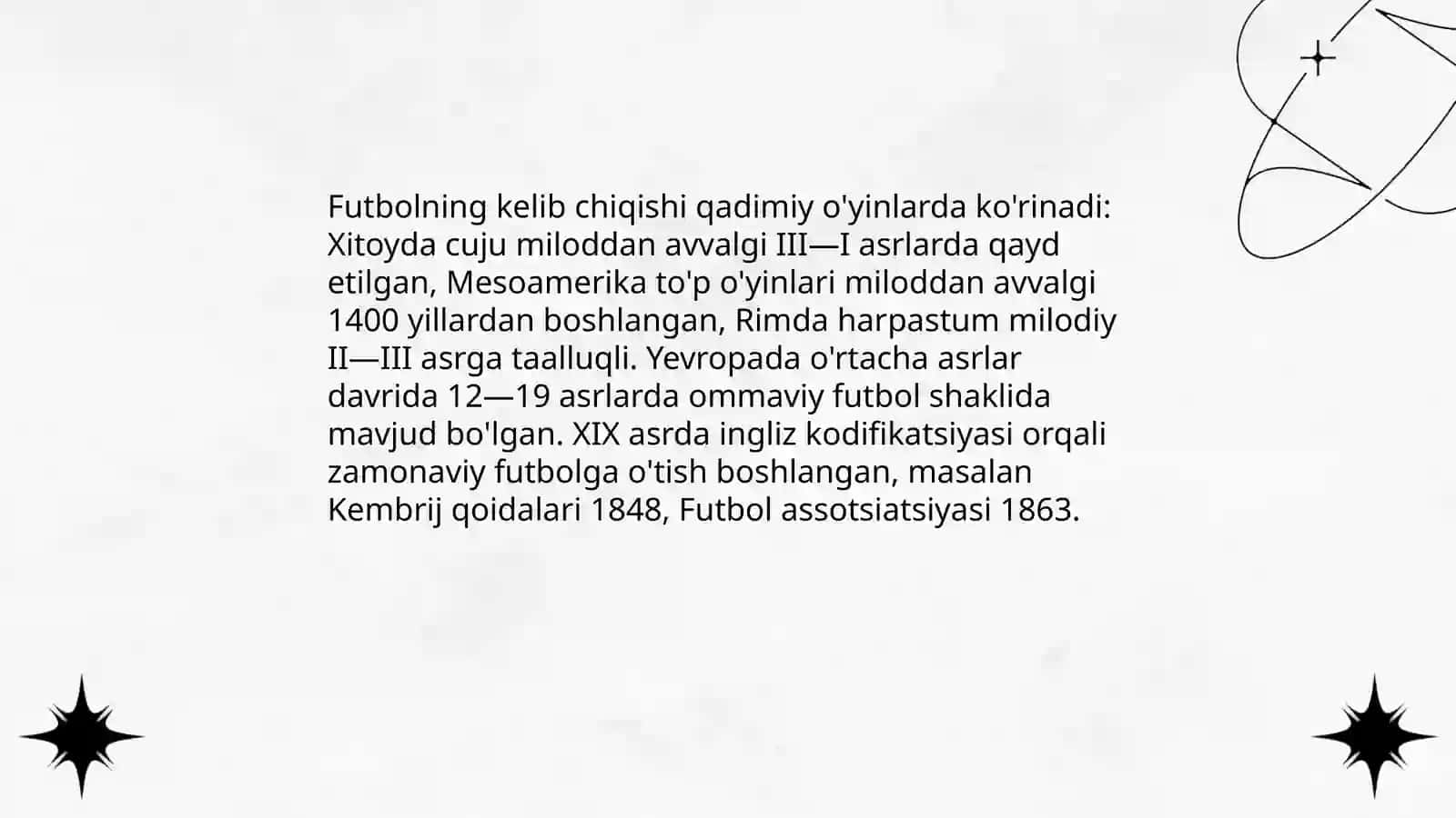 Futbol o'yinining kelib chiqish, rivojlanish tarixi va o'yin texnikasi. O'zbek futbolining bugungi holati va istiqbollari 3