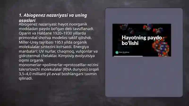 Yerda hayotning paydo bölishi 3