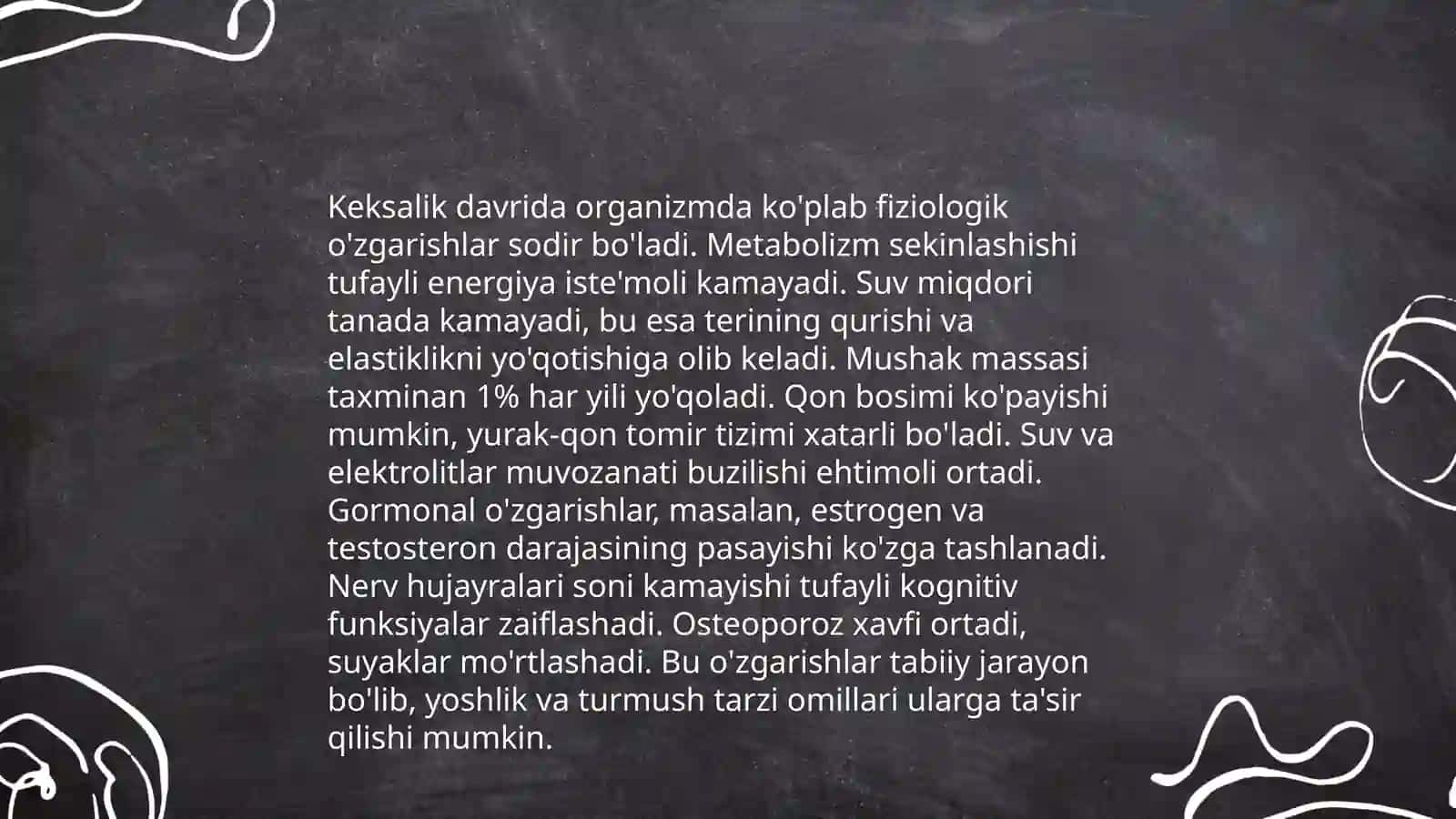 Keksa bemor.Keksalikning fiziologik xususiyatlari 3