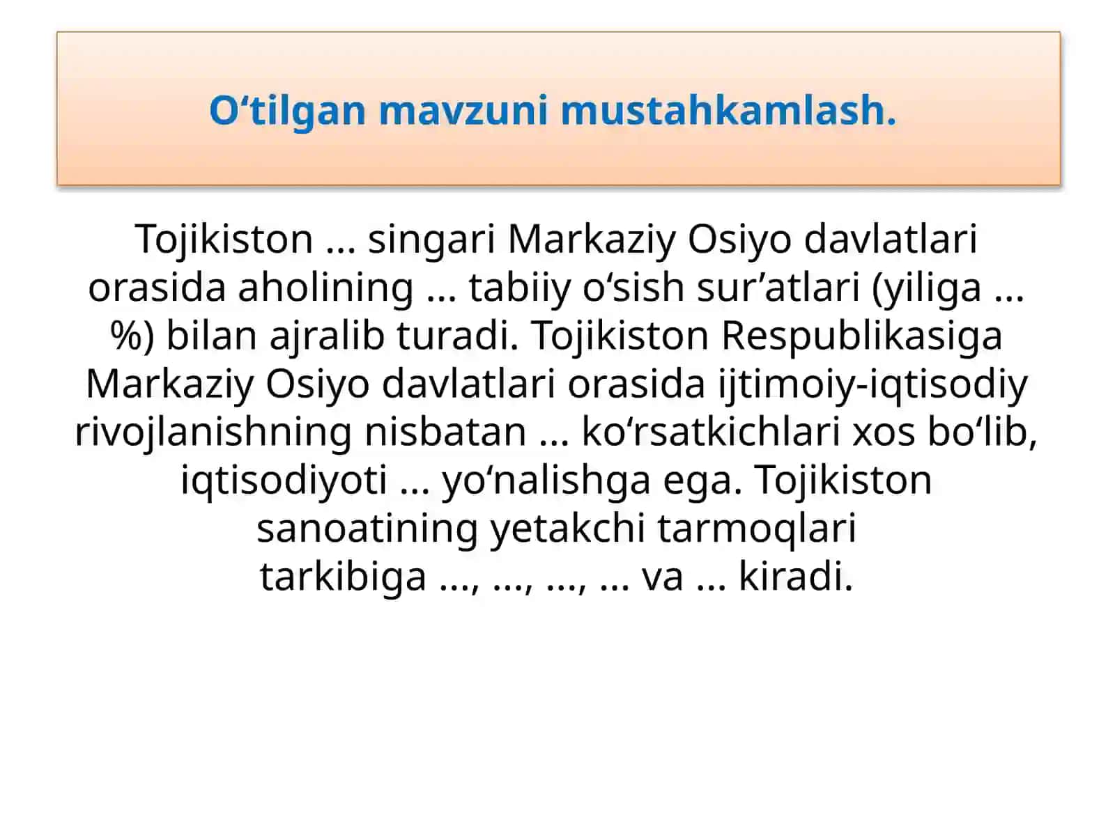 Amaliymashg‘ulotMarkaziyOsiyomamlakatlariningqiyosiygeografiktavsifi 3
