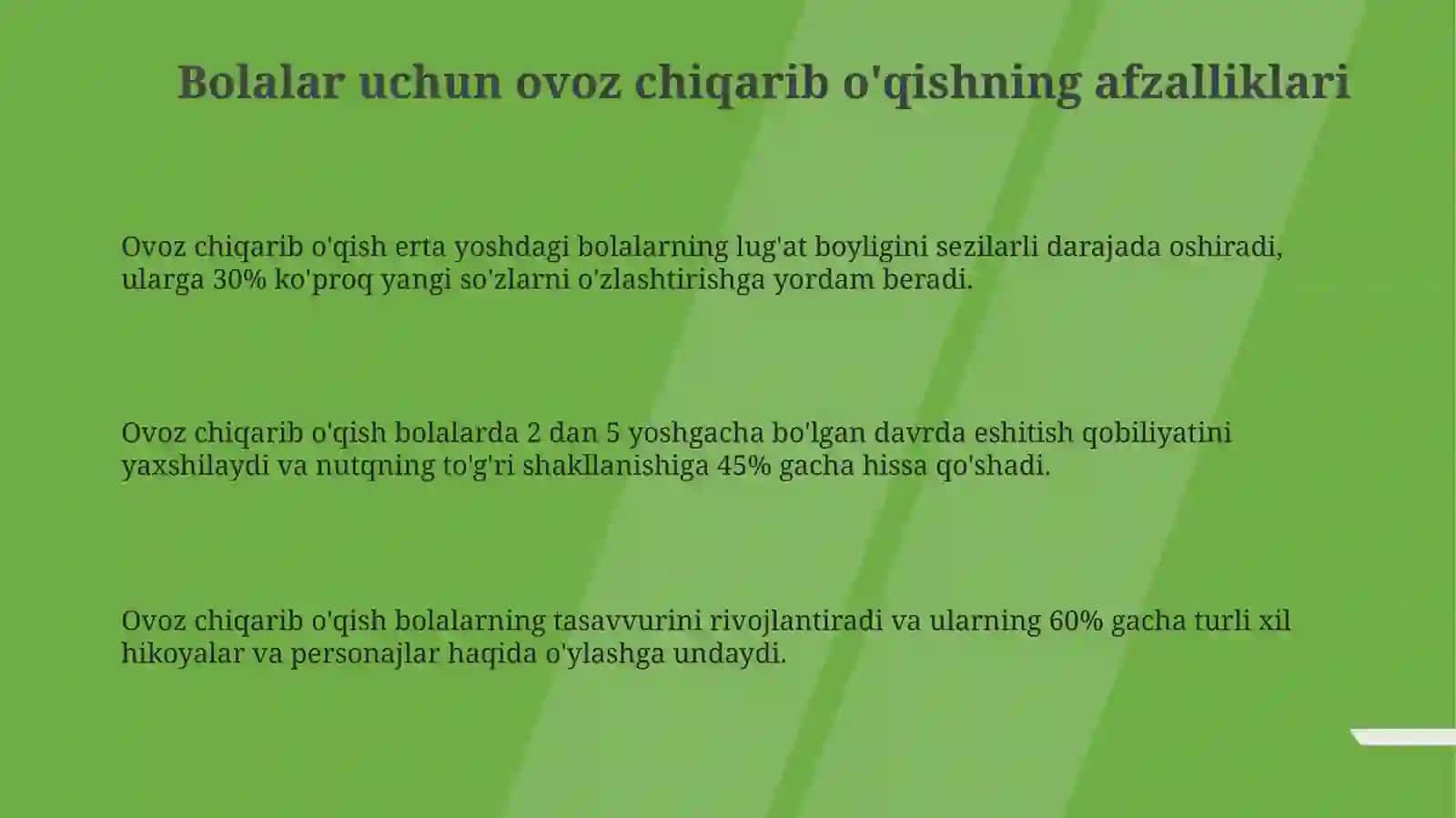 Ovozli o'qishning avzalliklari 3