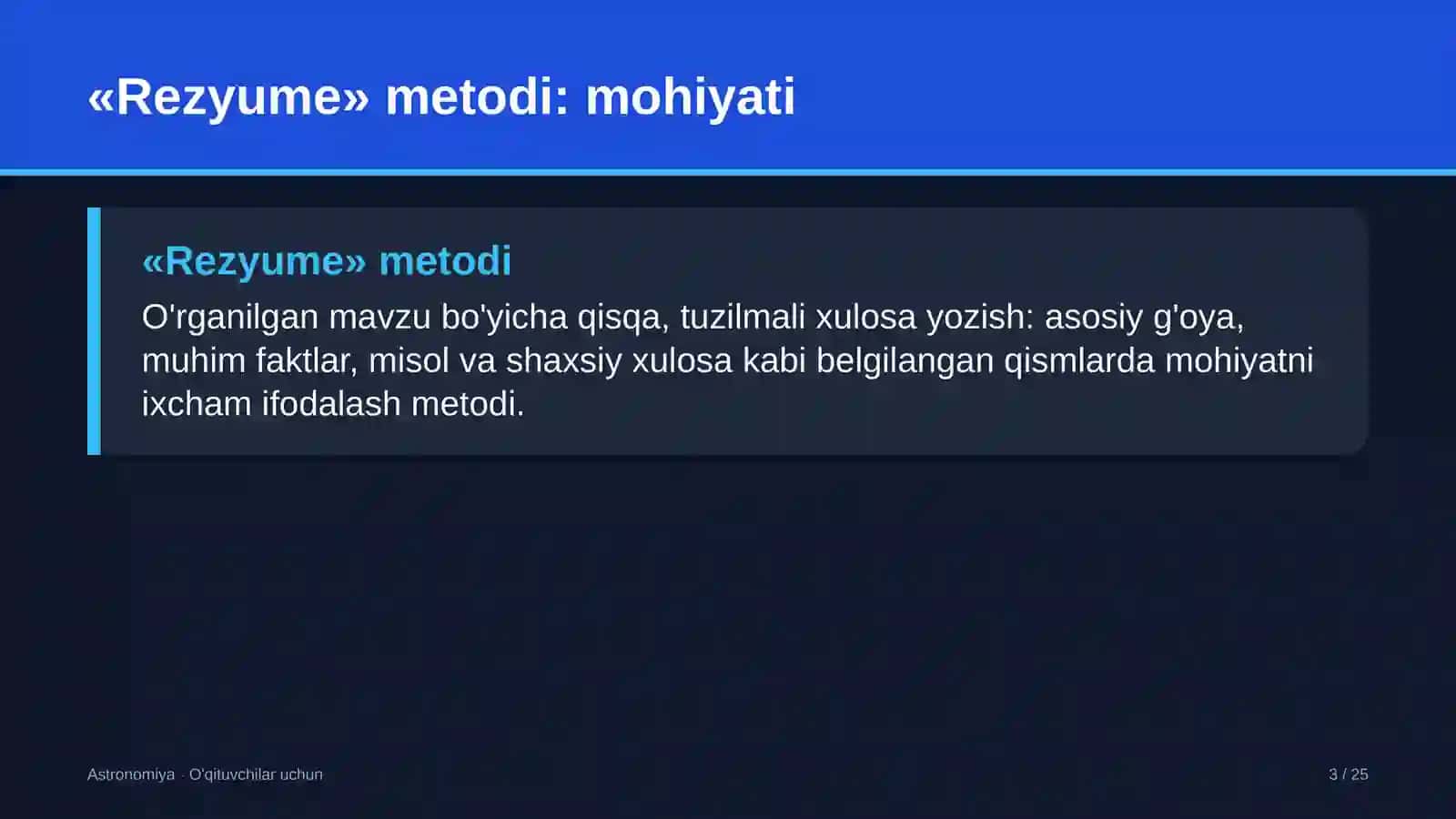 astronomiya darslarida rezyume metodidan foydalanish 5322 3