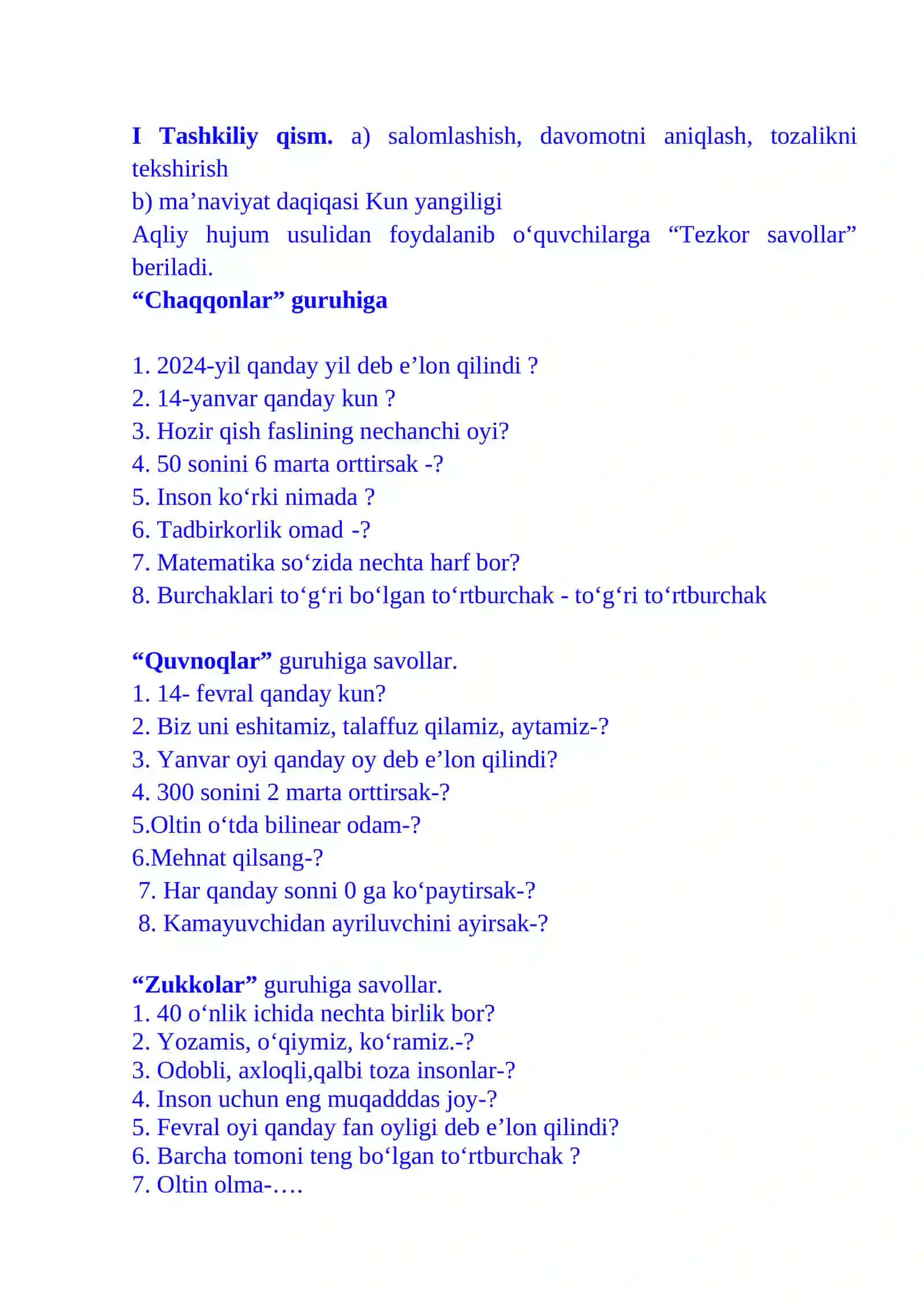 1-sinf matematika fanidan kattaliklar, uzunlik, massa, hajm mavzusi 3-chorak dars ishlanmasi 3
