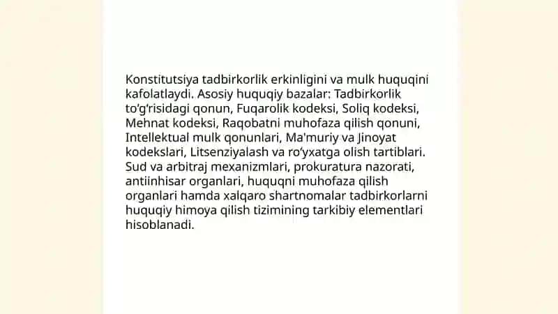 Tadbirkorlik subektlarini himoya qilish tizimini tashkil etishning zarurati 3