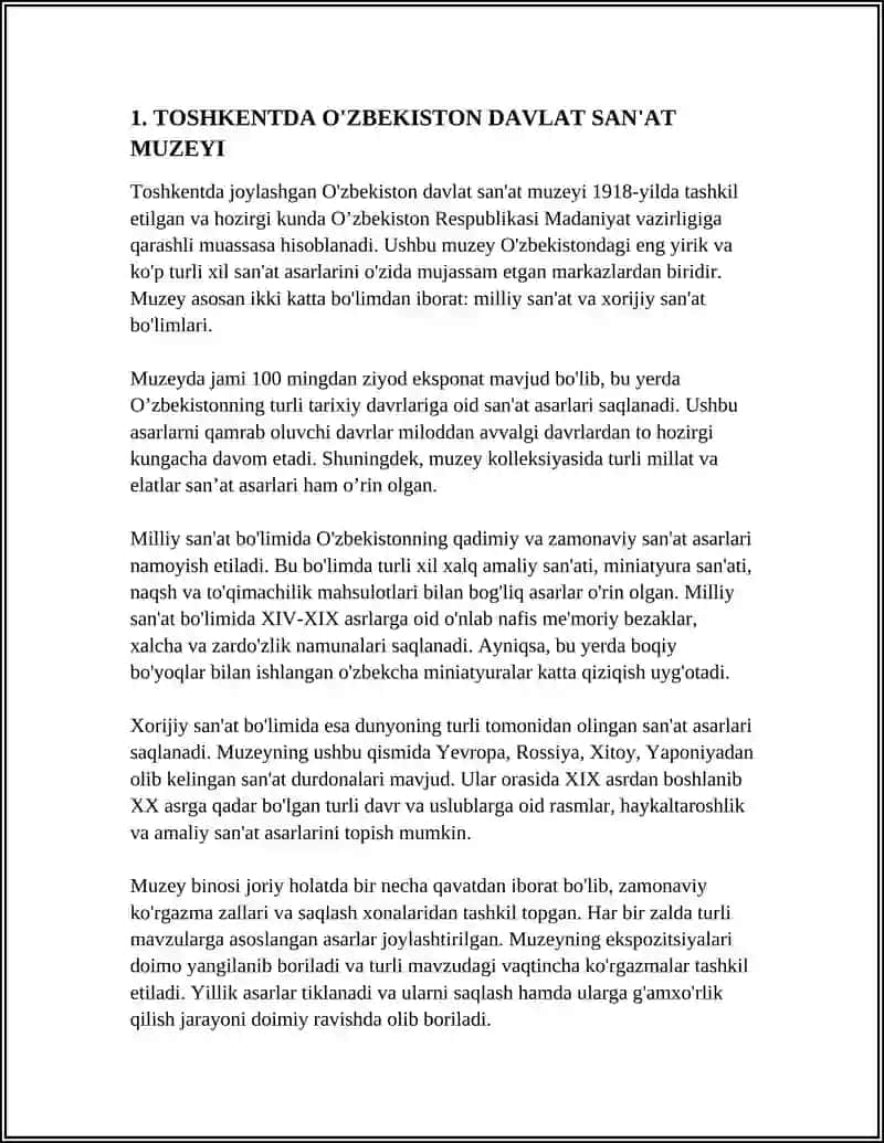 O'ZBEKISTON DAVLAT SAN'AT MUZEYI 3