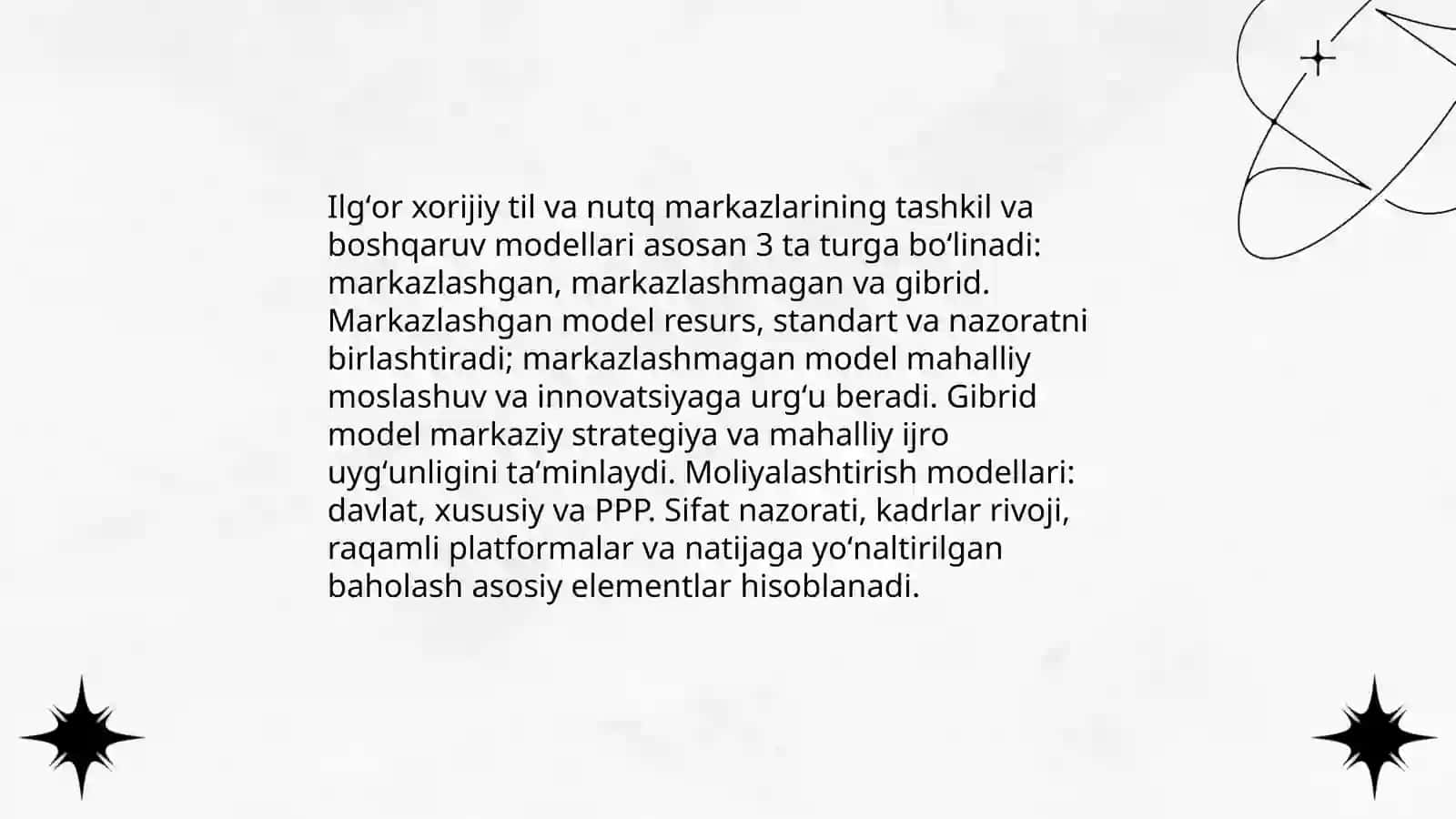 İlgʻor xorijiy tajribalar asosida,til va nutq markazlarida olib borilayotgan ishlar qiyosiy tahlili va texnologiyalarni joriy qilish 3