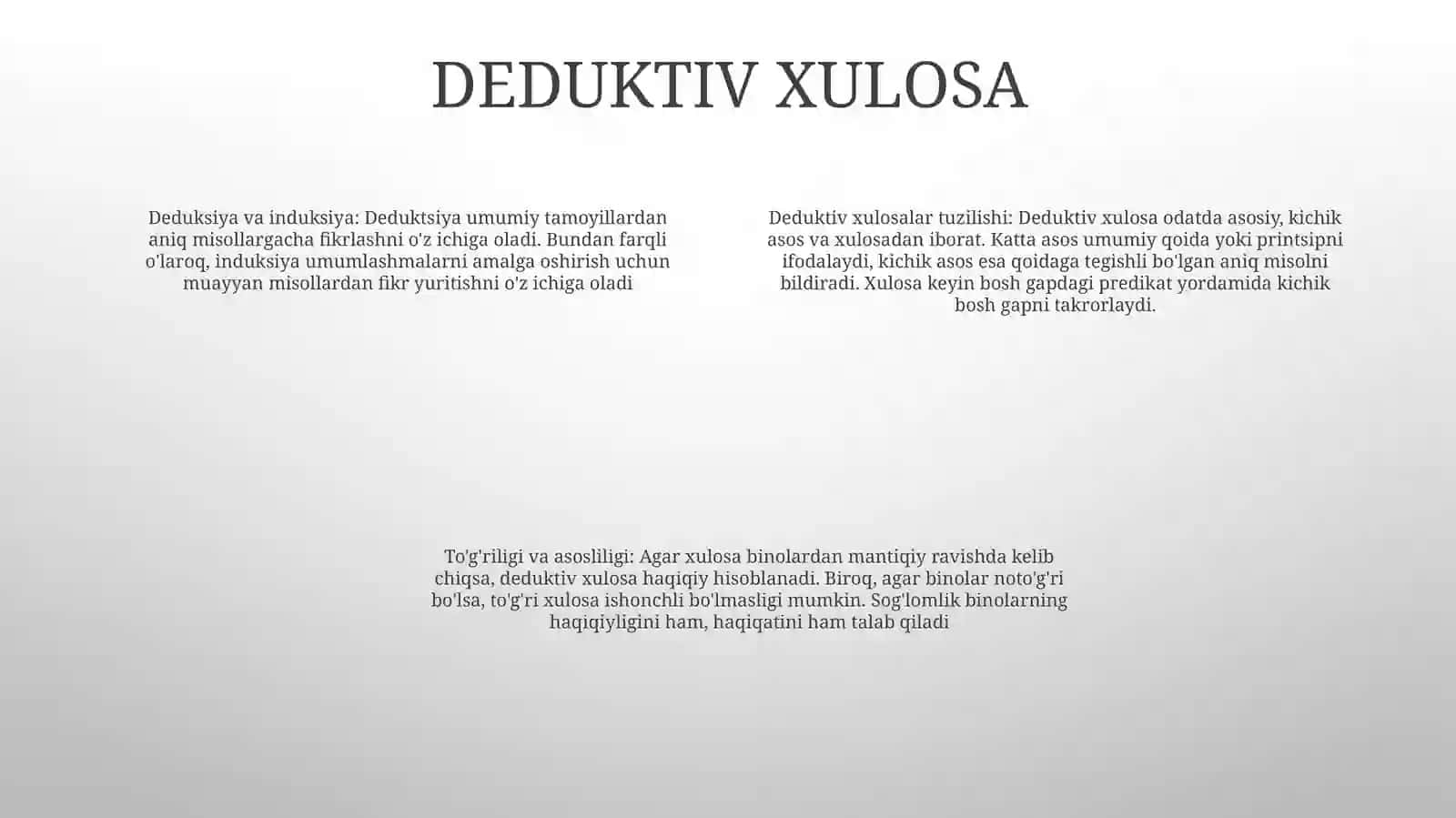 Xulosa Chiqarishning Umumiy Mantiq Tavsifi 3