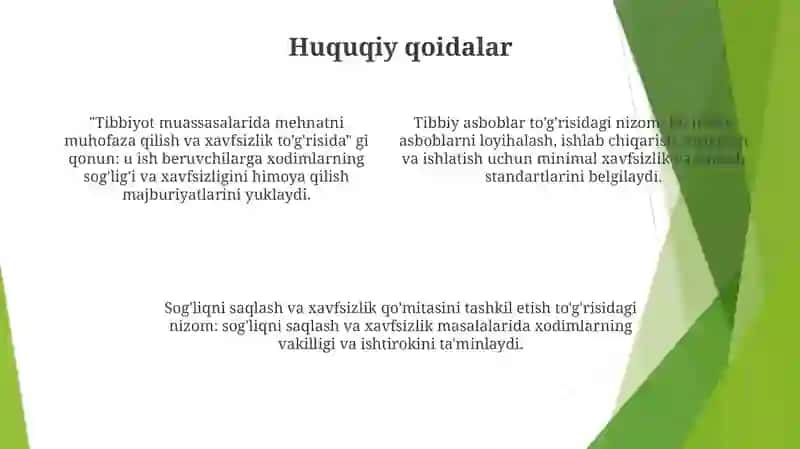 Tibbiy Muassalarda Mehmat Muhofazasi Va Texnika Xavsizligi 3