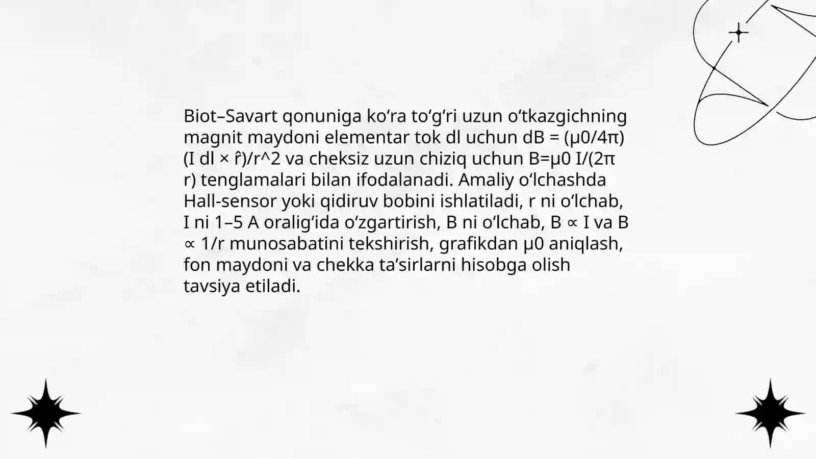 Toʻgʻri oʻtkazgich va aylanma halqaning magnit maydonini oʻlchash 3