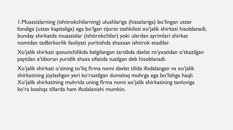Xo’jalik shirkatlarining o’xshash va farqli jihatlari 3