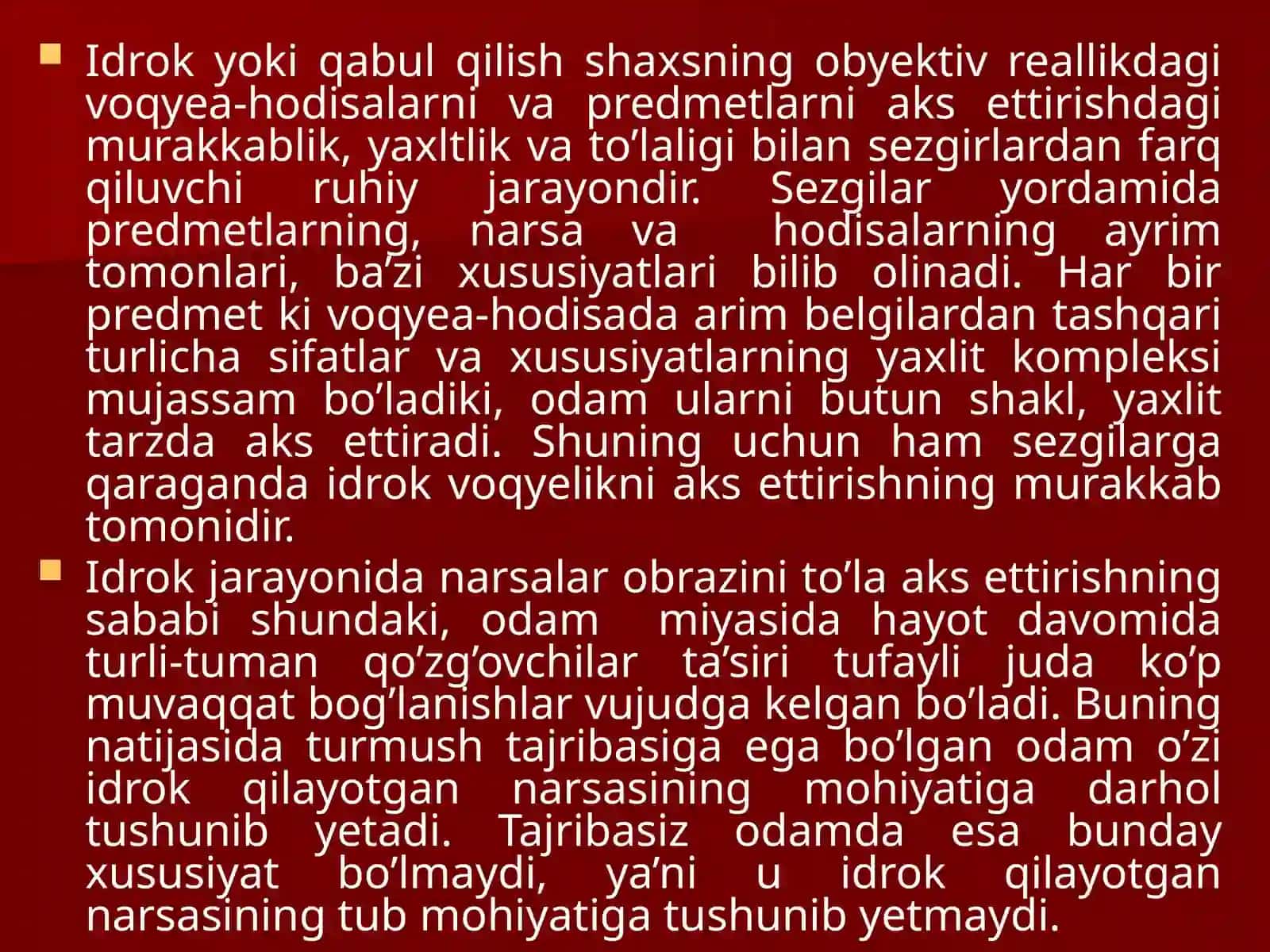 IDROK VA UNING QONUNIYATLARI 3