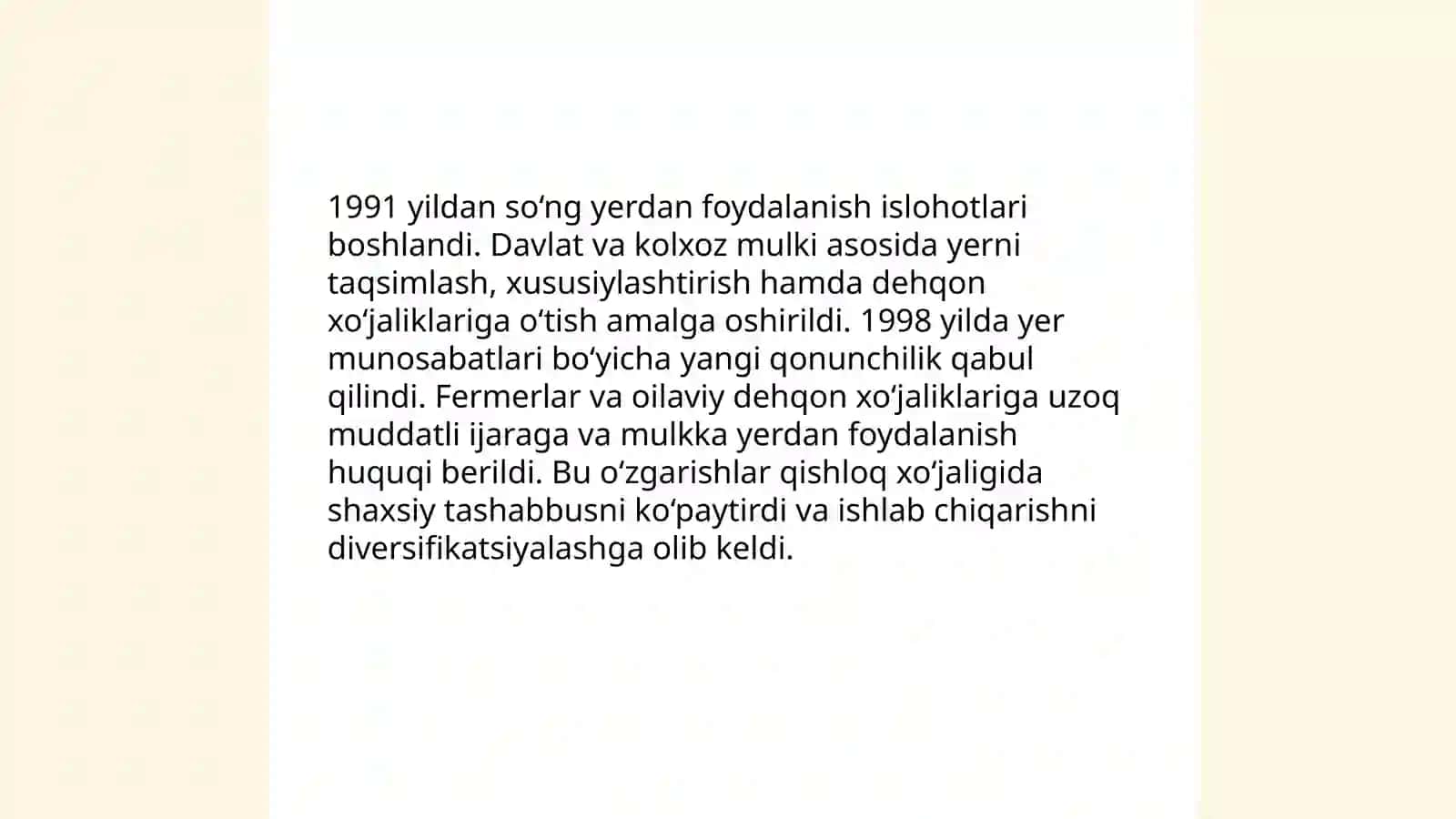 Mustaqillik yillarida qishloq xo'jaligi va sanoat sohasidagi o'zgarishlar 3