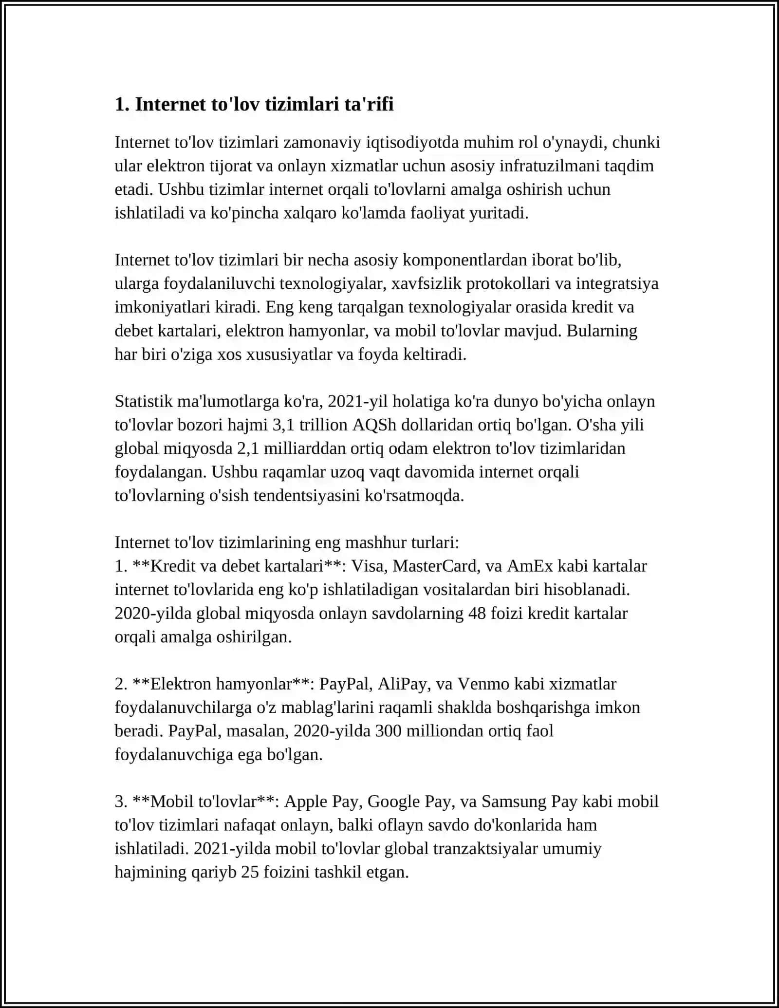 INTERNET TO'LOV TIZIMLARI VA ULARNING ASOSIY TURLARI 3