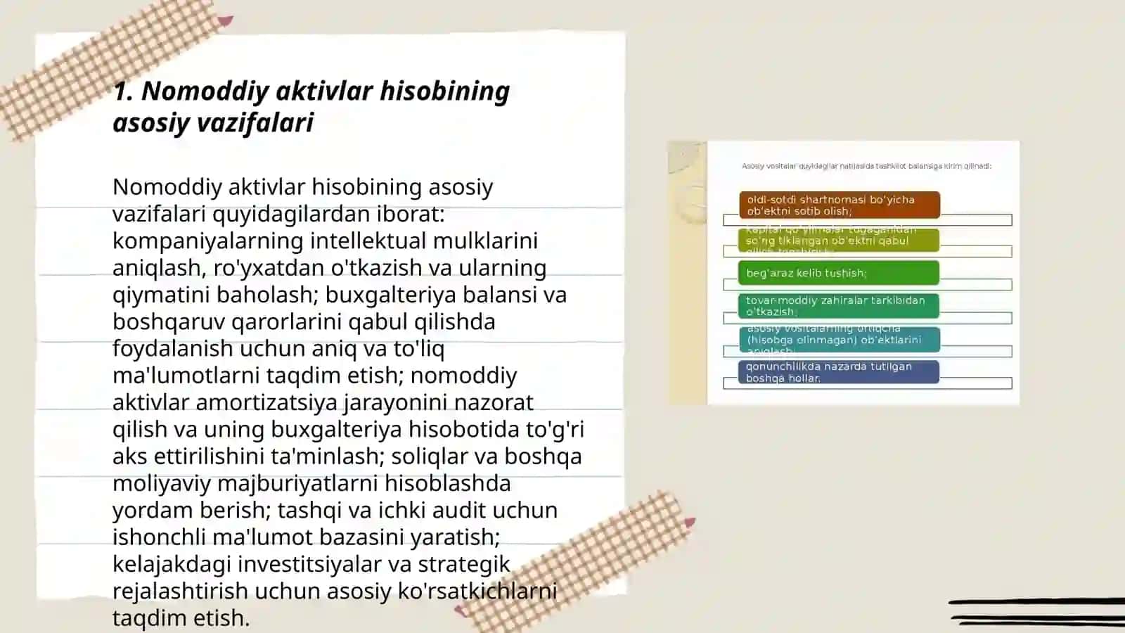 Nomoddiy aktivlar hisobining vazifalari 3