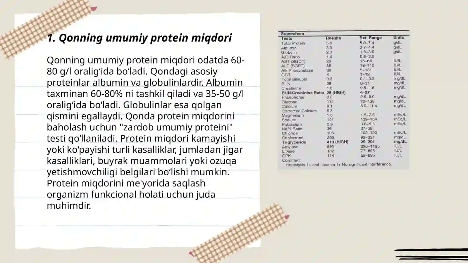 Jigar kasalliklarida qonning bioximik tekshiruv natijalarining o'zgarishi 3