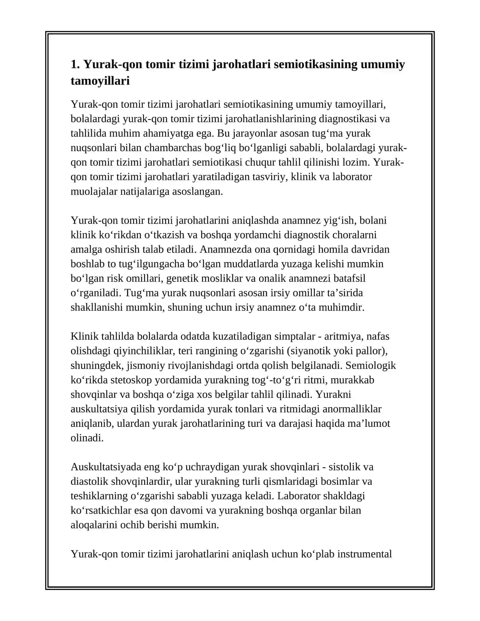 BOLALARDA YURAK-QON TOMIR TIZIMI JAROHATLANISH SEMIOTIKASI 3