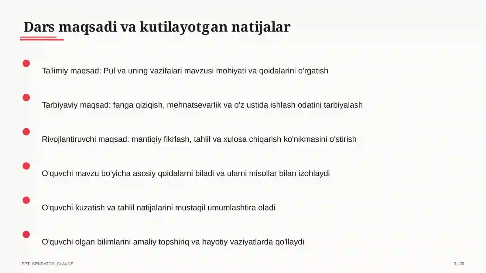 Pul va uning vazifalari (9-sinf) 3
