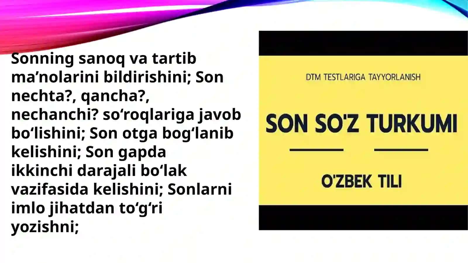 Sonlarning talaffuzi va ma’nosi ustida ishlash 3