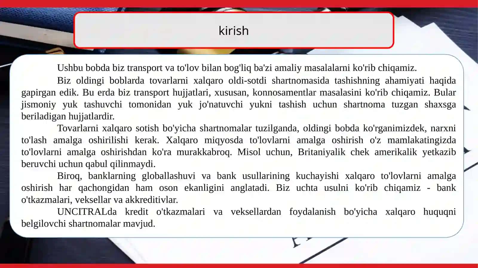 Transport hujjatlari va to‘lov vositalari 3