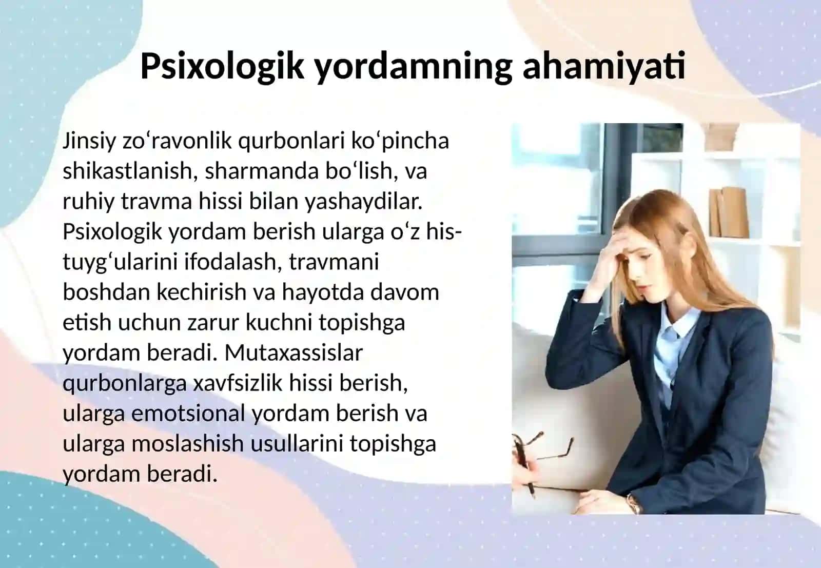Jinsiy zoʻravonlik qurbonlariga psixologik yordam 3