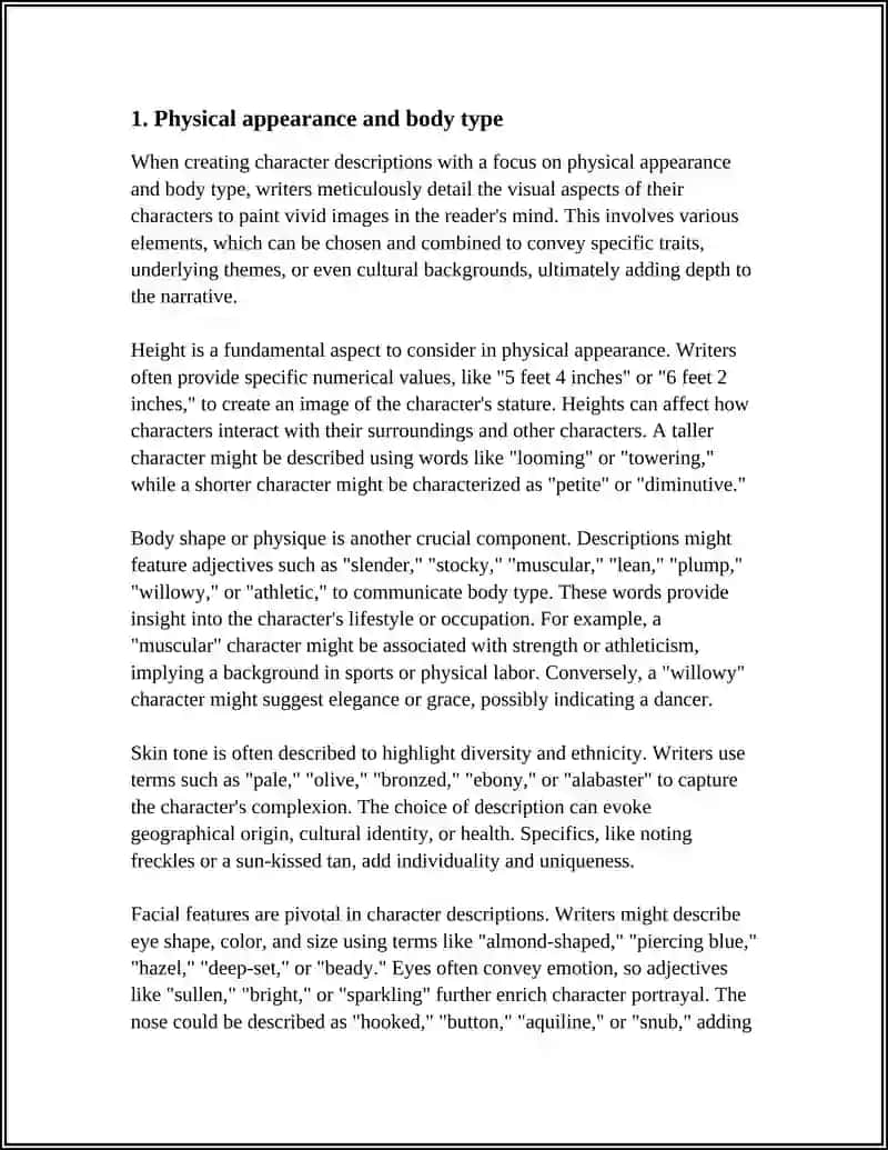 CREATING CHARACTER DESCRIPTION 3