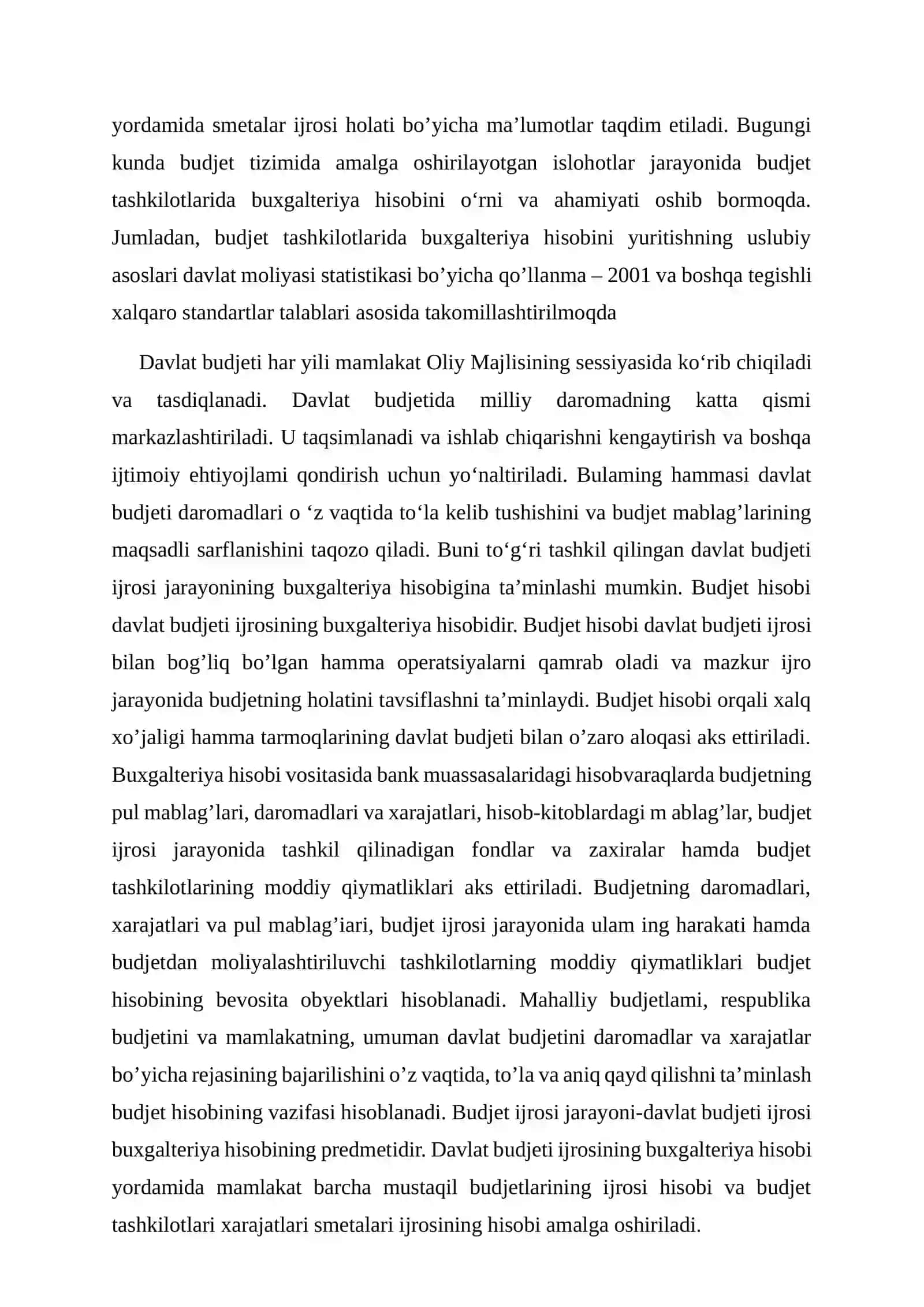 Davlat sektorida buxgalteriya hisobi fanidan Mustaqil ish(O.N.) 3