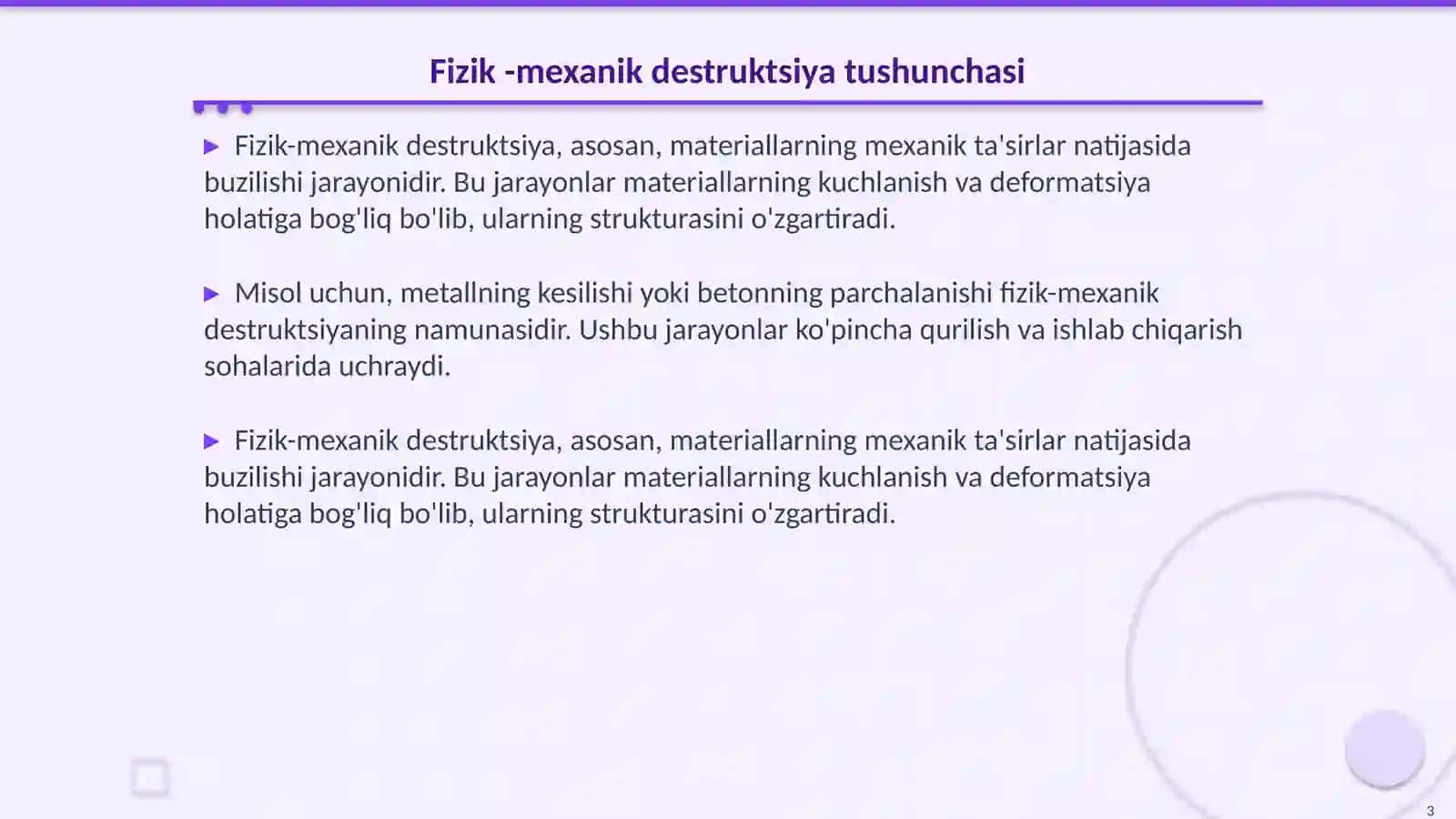 Fizik -mexanik destruktsiya va biologik destruktsiya 3