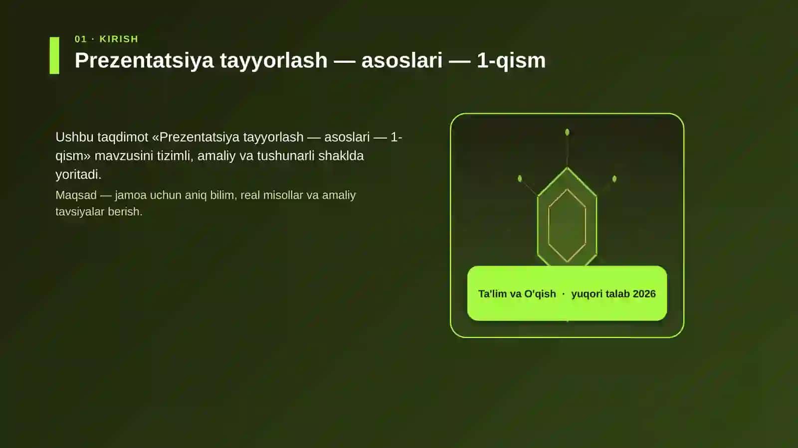 Prezentatsiya tayyorlash — asoslari — 1-qism 3