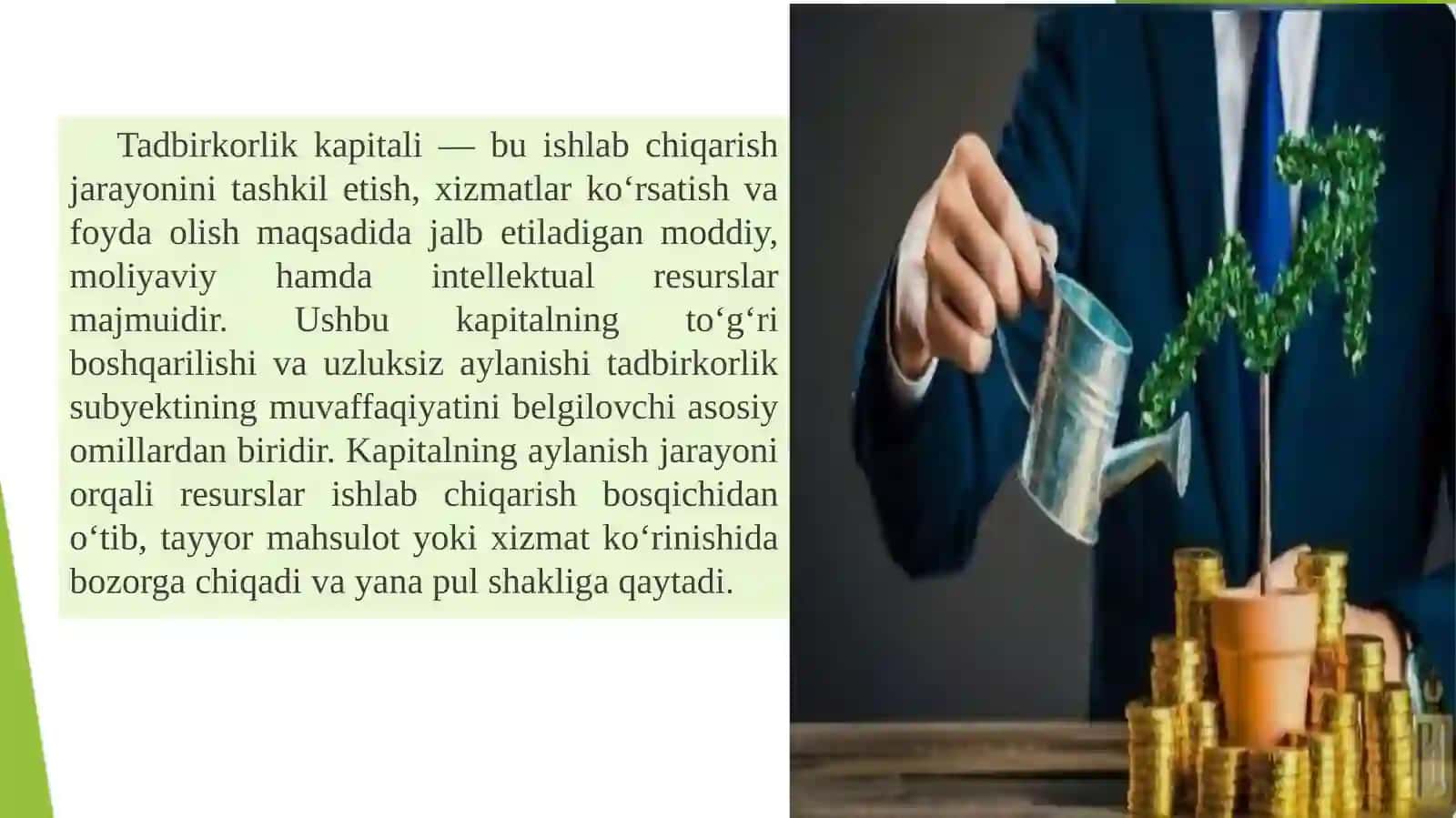 Tadbirkorlikfaoliyati:Tadbirkorlikkapitalivauningaylanishhaqidagireja 3