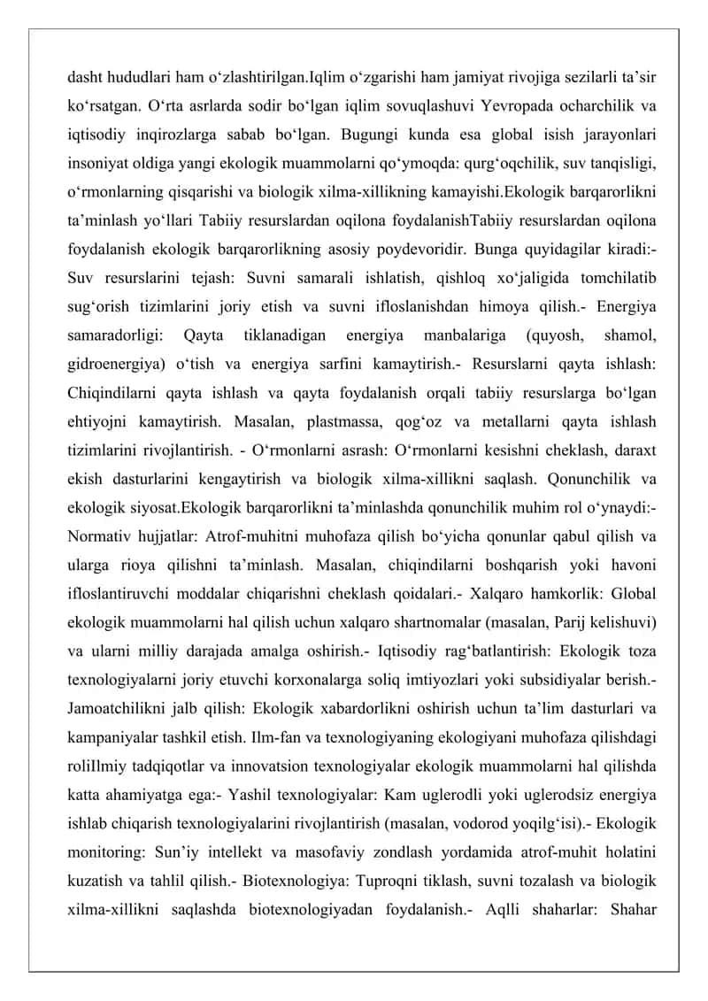 Inson va ekologiya rivojlanishining tabiiy shart sharoitlari. 3
