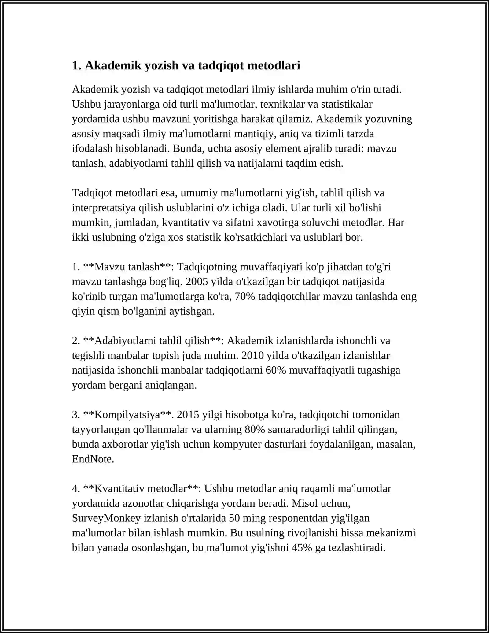 Akademik yozish va tadqiqot metodlari 3