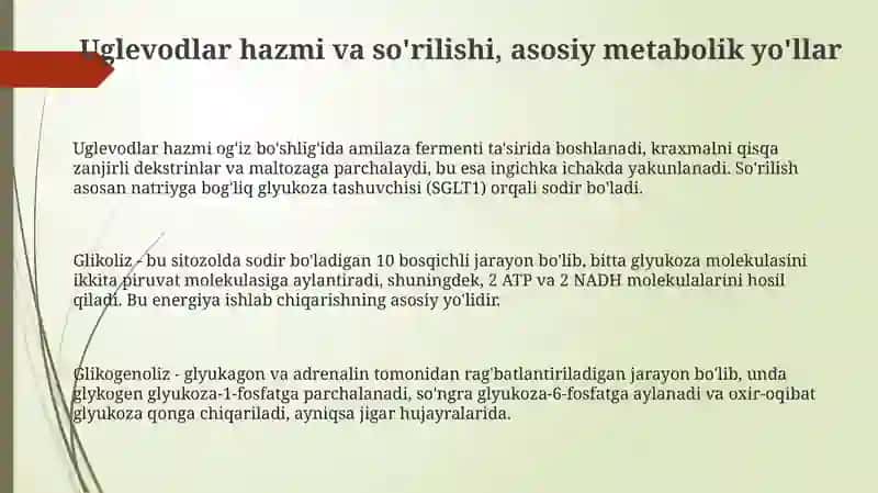 Karbonsuvlar almashinuvi patofizologiyasi 3