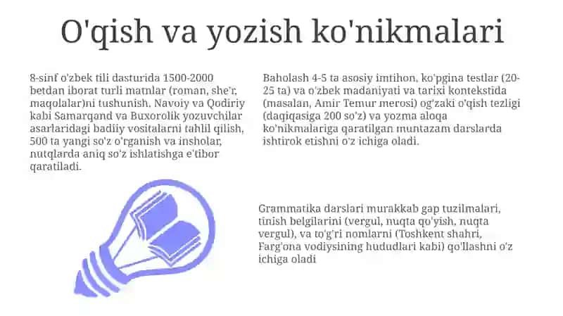 8-sinf ona tili o'quv dasturi mazmuni 3